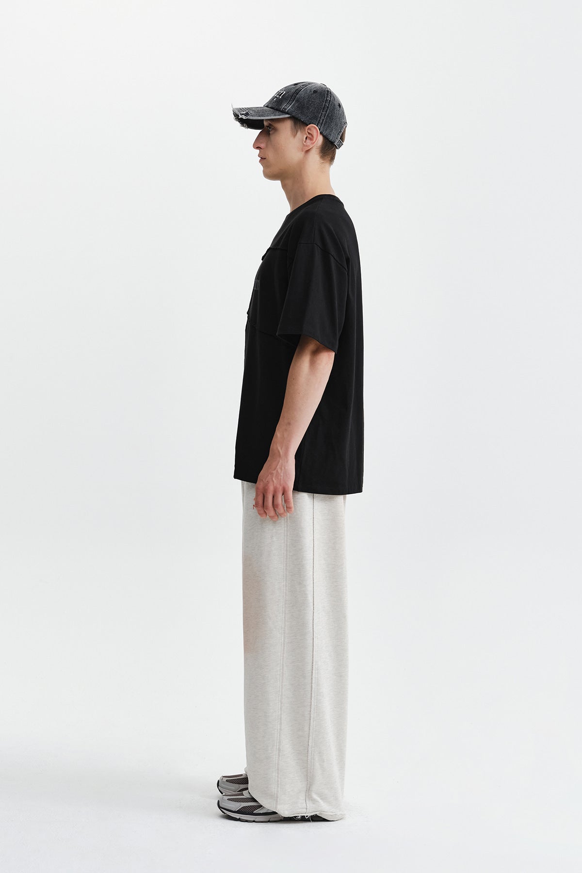 Matin Kim - Diagonal Cut Logo Top (Black) product image 7 | TRAB K-Fashion Australia