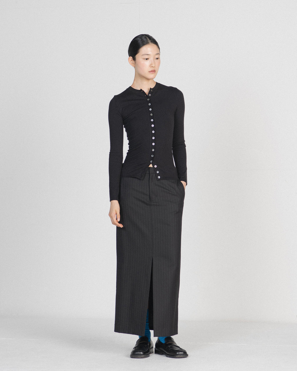 Brownyard - H Line Long Skirt (Black Stripe) product image 1 | TRAB K-Fashion Australia