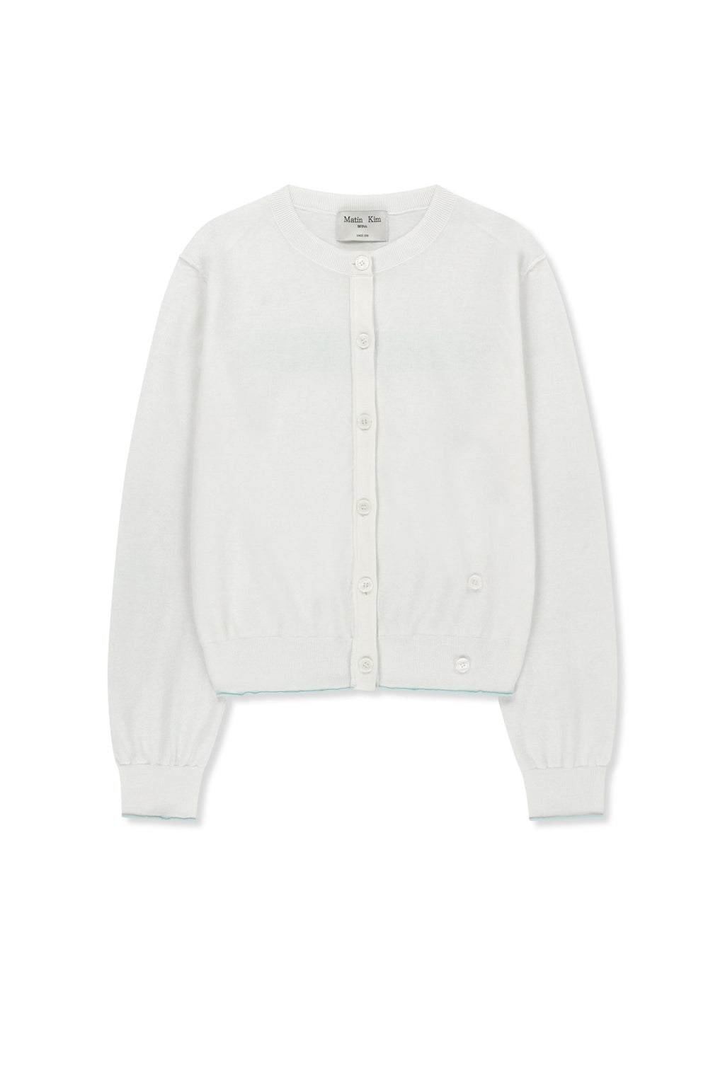 Matin Kim - Back Logo Sheer Cardigan (White) product image 1 | TRAB K-Fashion Australia