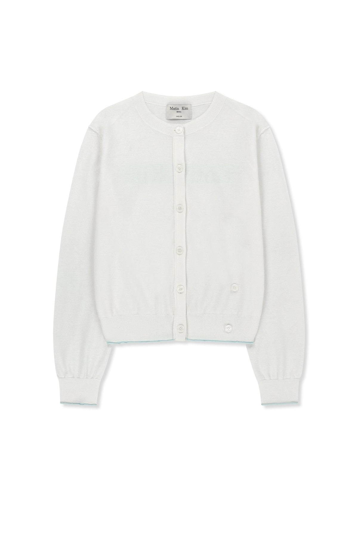 Matin Kim - Back Logo Sheer Cardigan (White) product image 1 | TRAB K-Fashion Australia