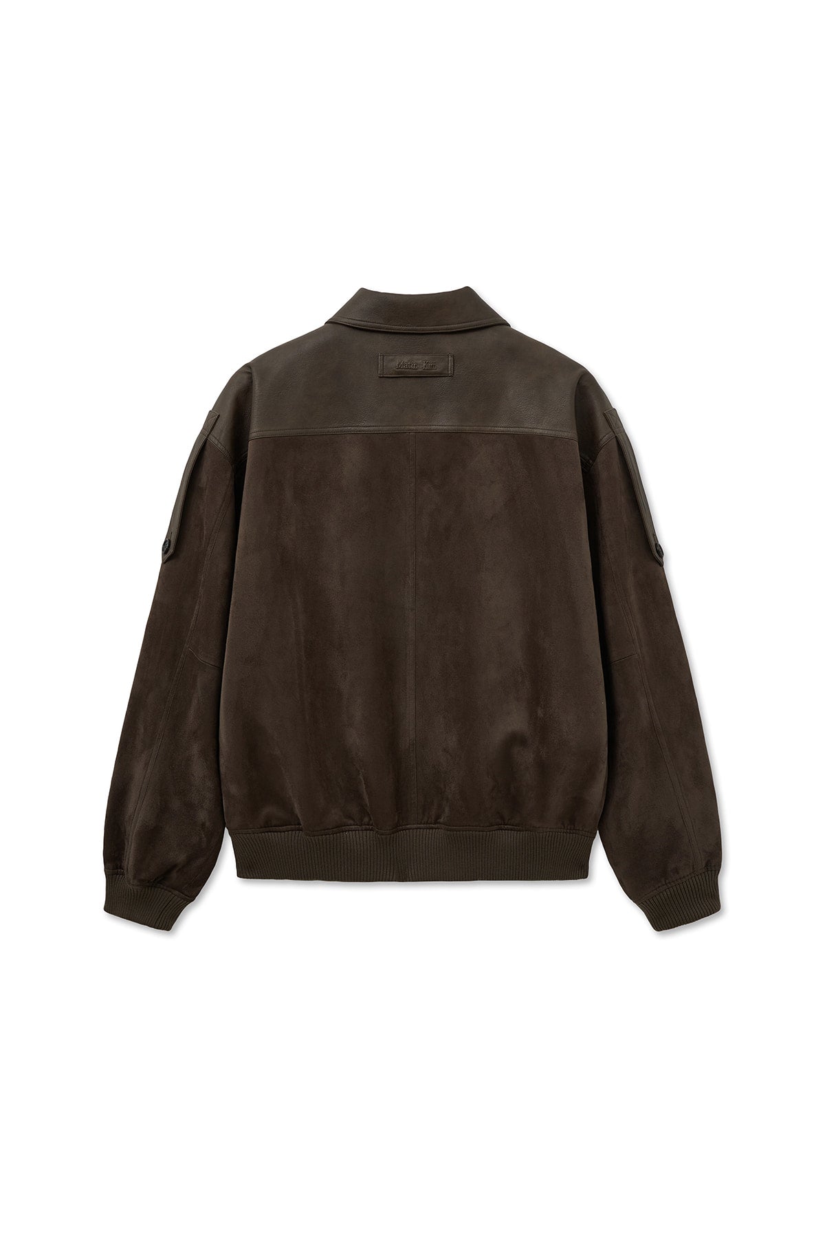 Matin Kim - Suede Mix Leather Zip Up Jumper (Brown) product image 2 | TRAB K-Fashion Australia