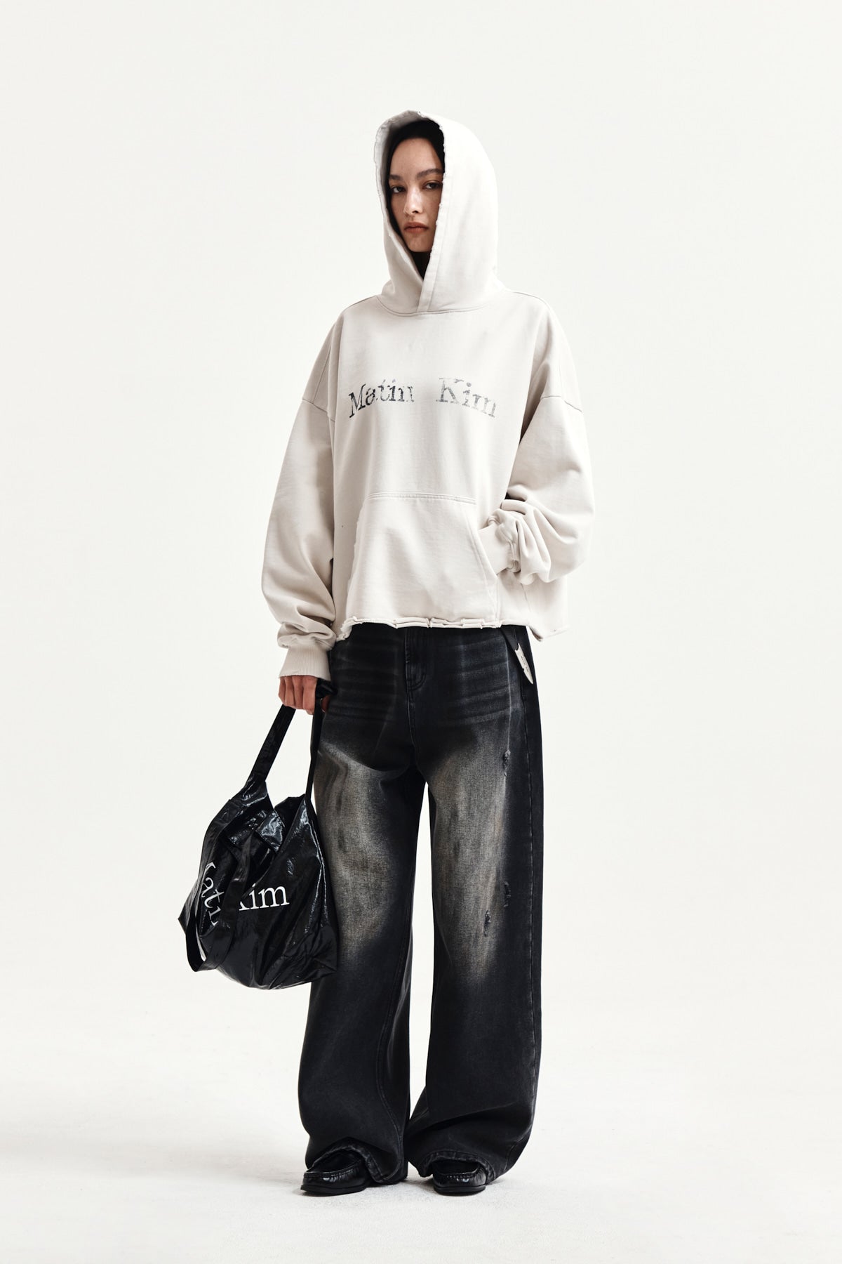 Matin Kim - Raw Edge Hem Sweat Hoody (Light Beige) product image 9 | TRAB K-Fashion Australia