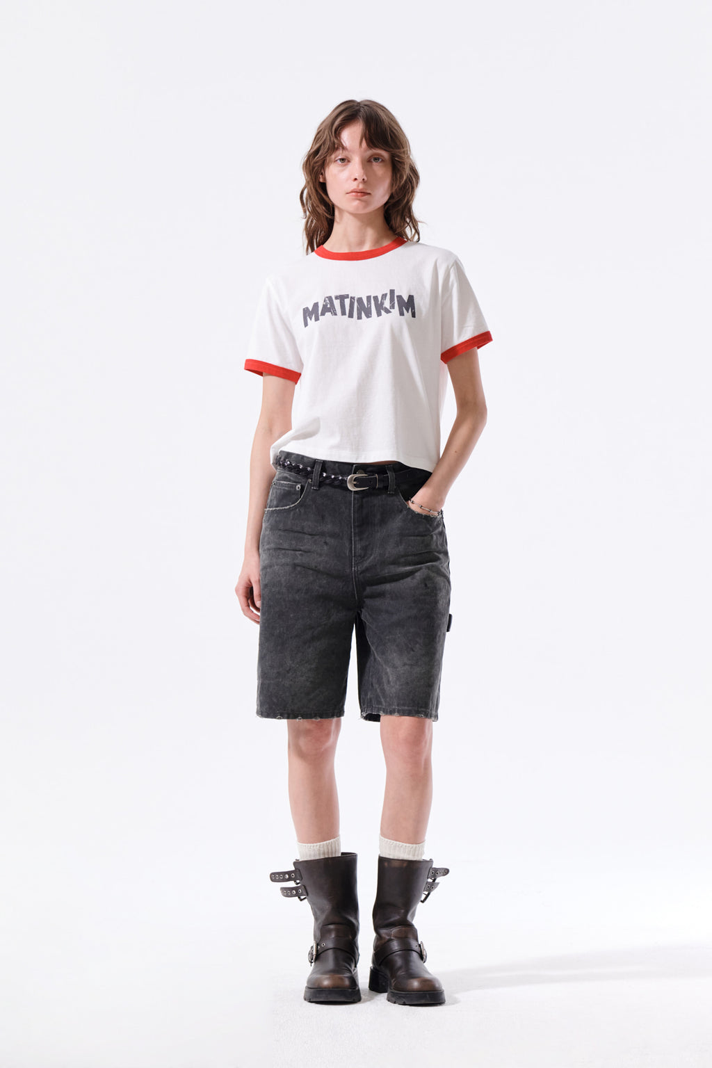 Matin Kim - Matin Logo Ringer Crop Top (White) product image 9 | TRAB K-Fashion Australia