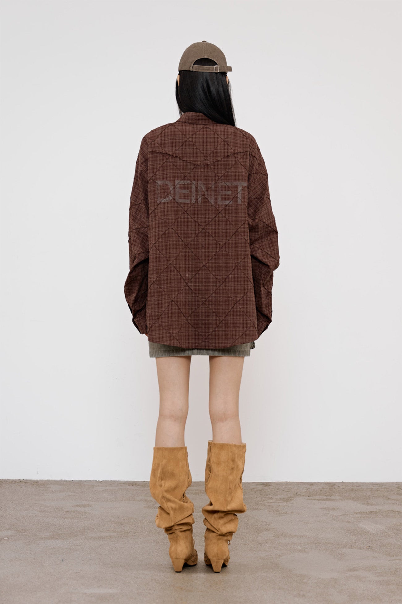 Deinet - Double Checkered Overfit Shirt (Brown) product image 3 | TRAB K-Fashion Australia