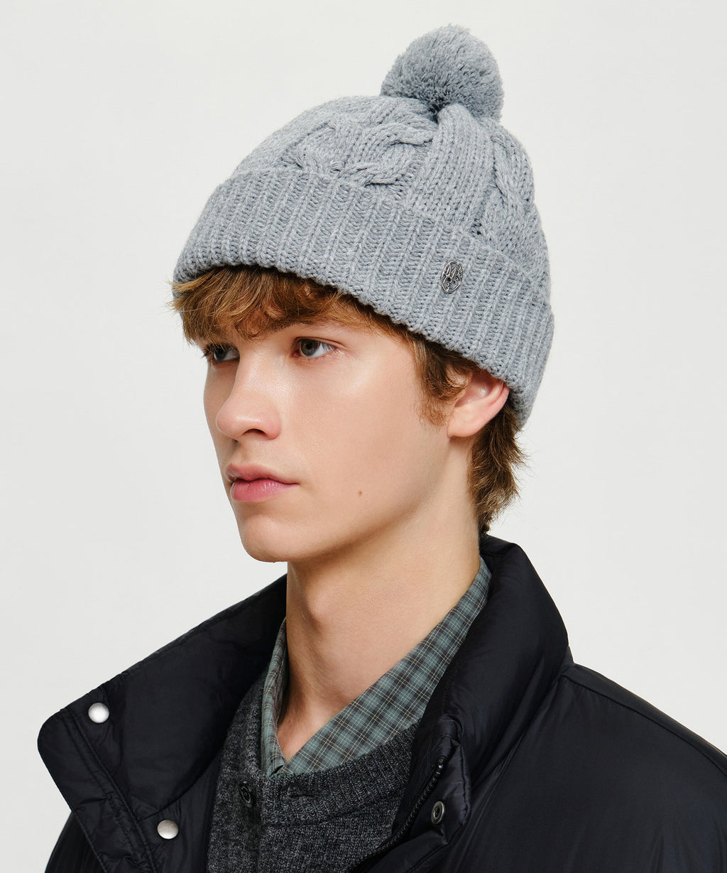 Marithe & Francois Girbaud - Cable Knit Beanie (Melange Gray) product image 4 | TRAB K-Fashion Australia