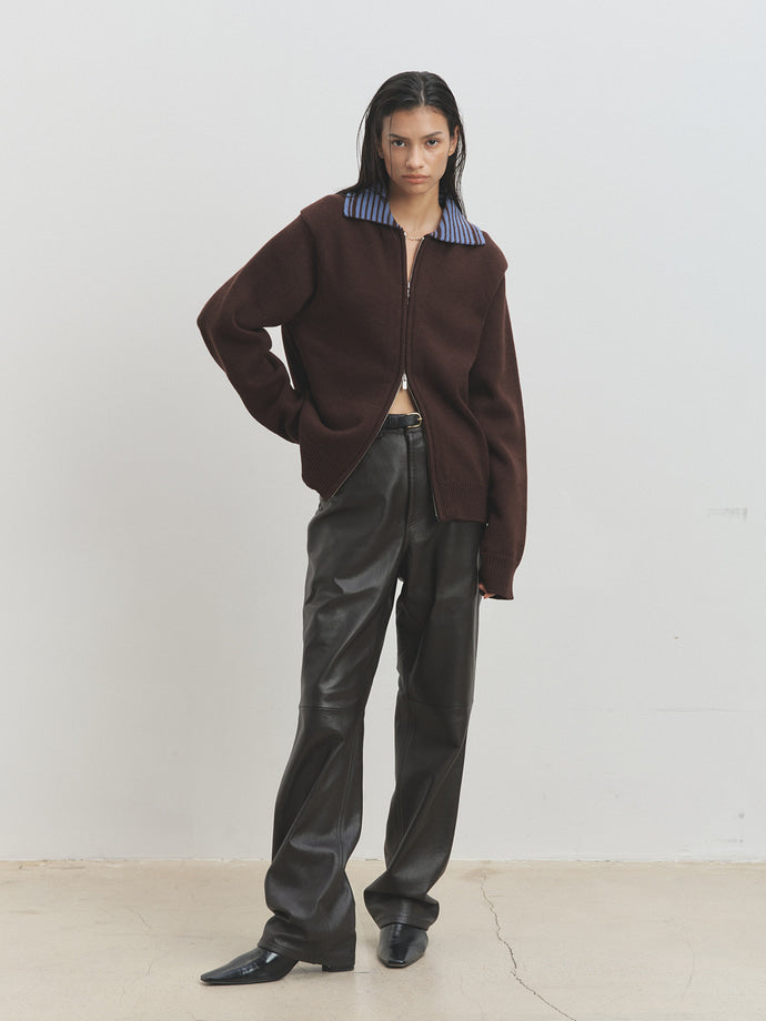 Tonywack - Contrast Collar Full-Zip Blouson (Brown) product image 1 | TRAB K-Fashion Australia
