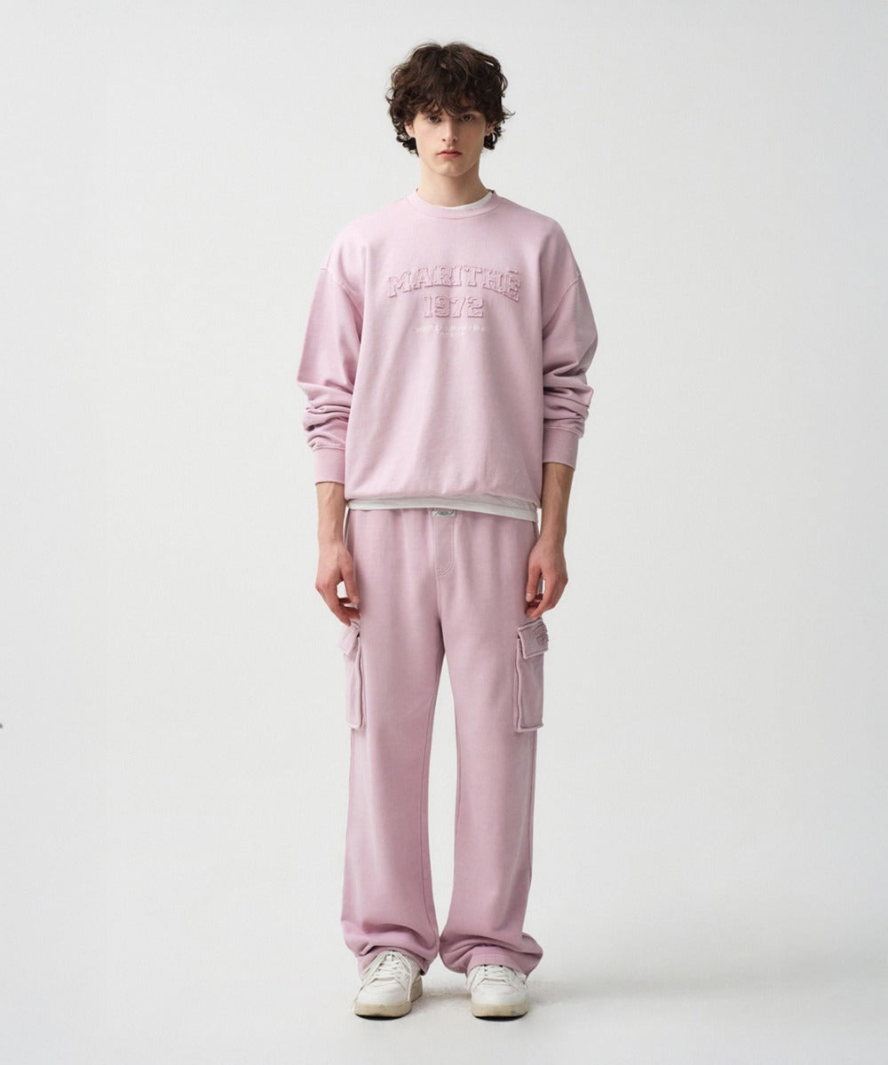 Marithe & Francois Girbaud - Vintage Dyeing Appilque Logo Cargo Sweatpants (Dark Pink) product image 1 | TRAB K-Fashion Australia