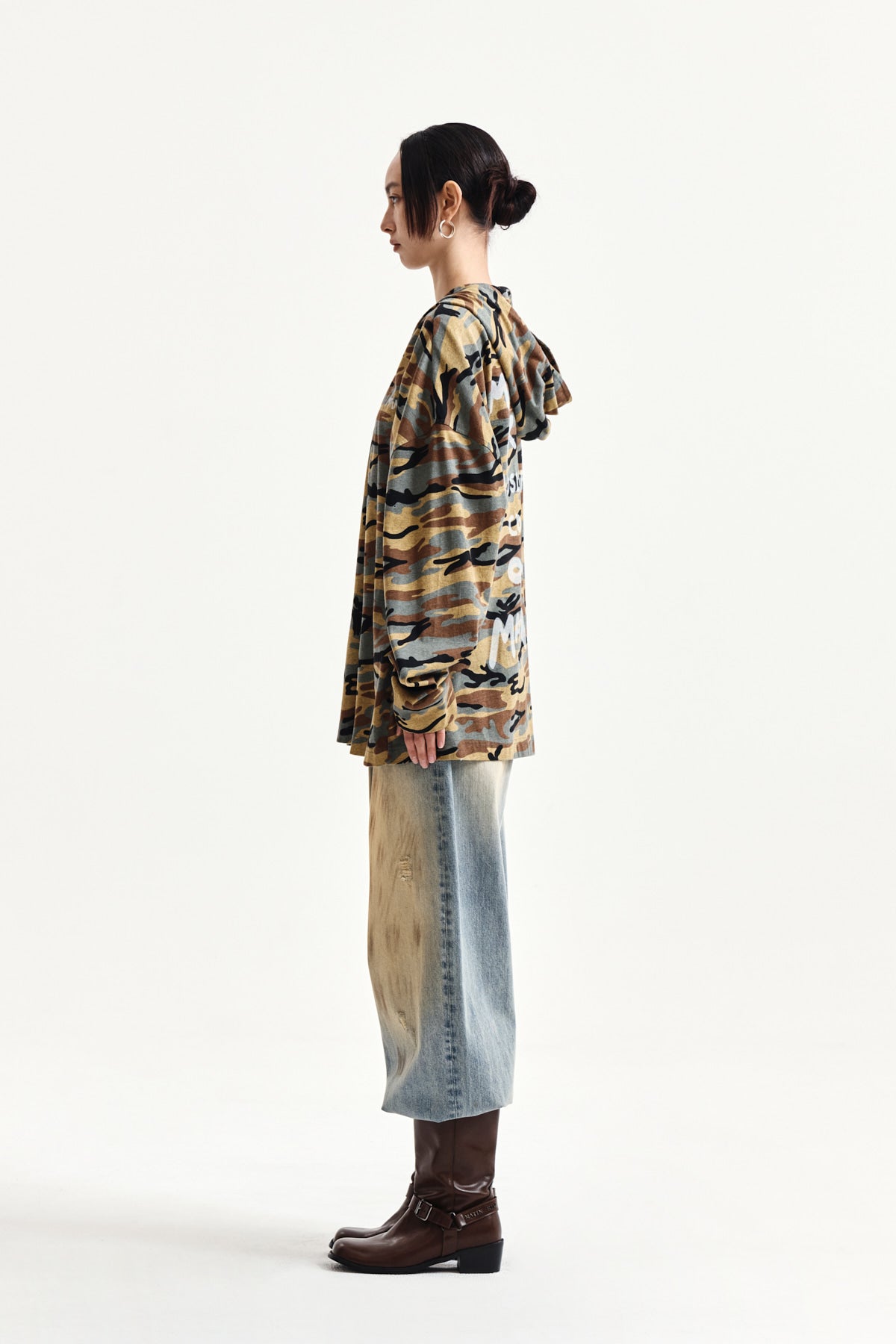 Matin Kim - Typo Artwork Camouflage Hoody (Camel) product image 7 | TRAB K-Fashion Australia