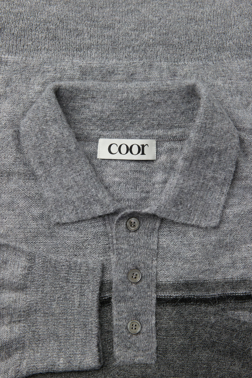 Coor - Alpaca Blend Striped Polo Sweater (Melange Gray) product image 5 | TRAB K-Fashion Australia