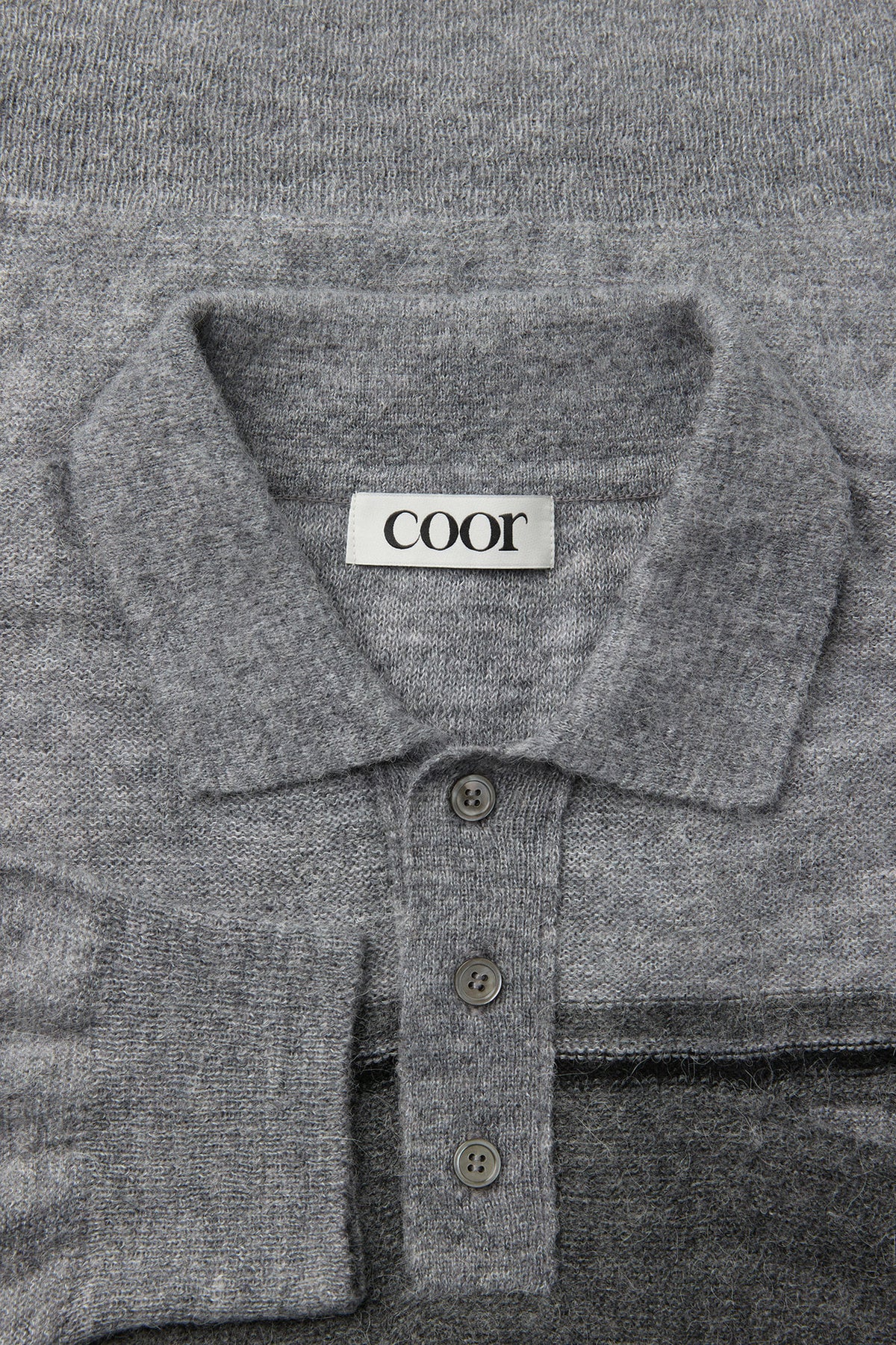 Coor - Alpaca Blend Striped Polo Sweater (Melange Gray) product image 5 | TRAB K-Fashion Australia