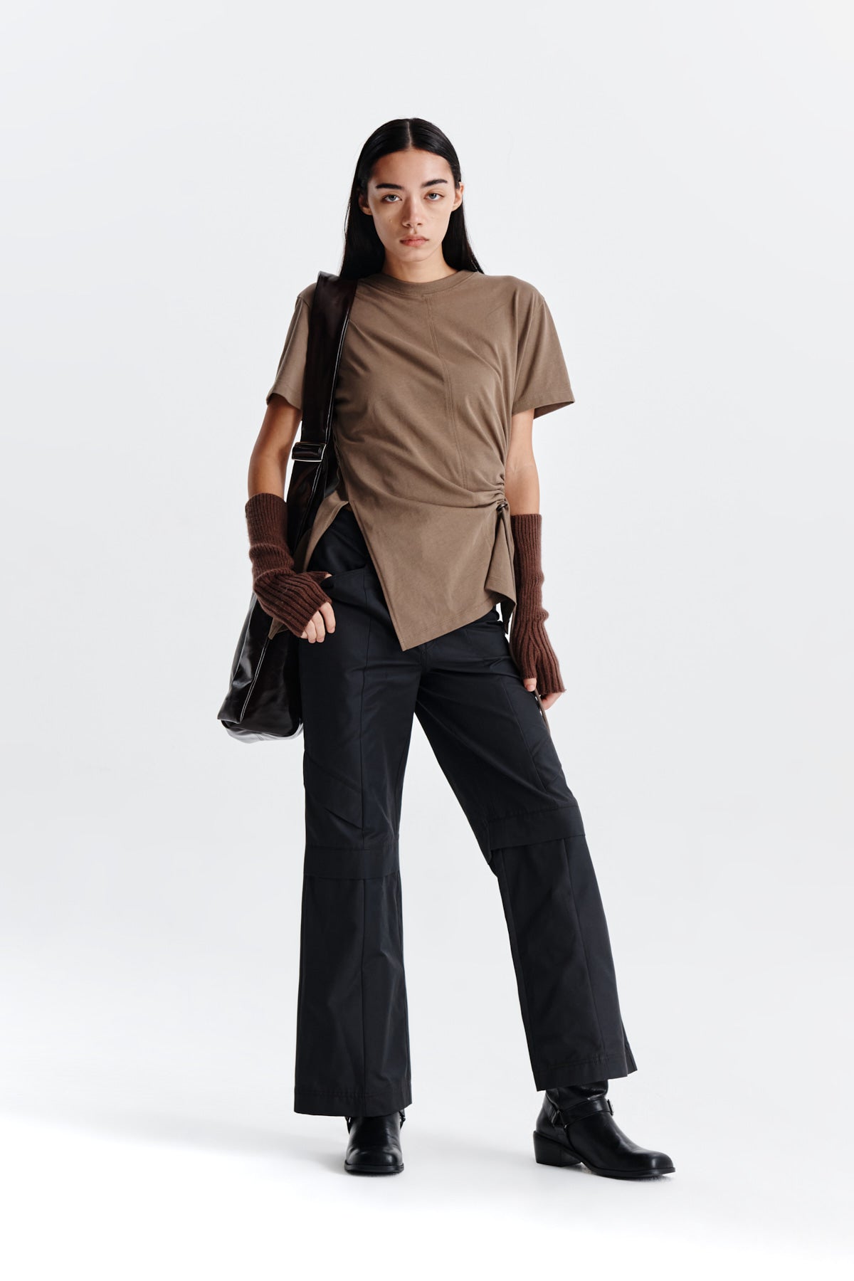 Matin Kim - Knee Point Tuck Wide Pants (Charcoal) product image 9 | TRAB K-Fashion Australia