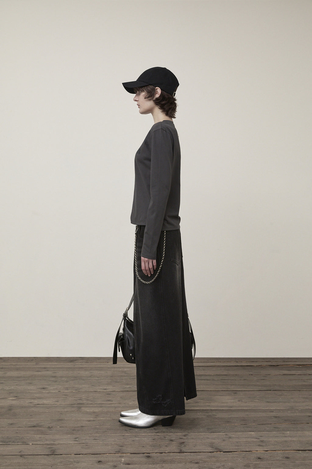 Matin Kim - Damage Point Long Denim Skirt (Black) product image 6 | TRAB K-Fashion Australia