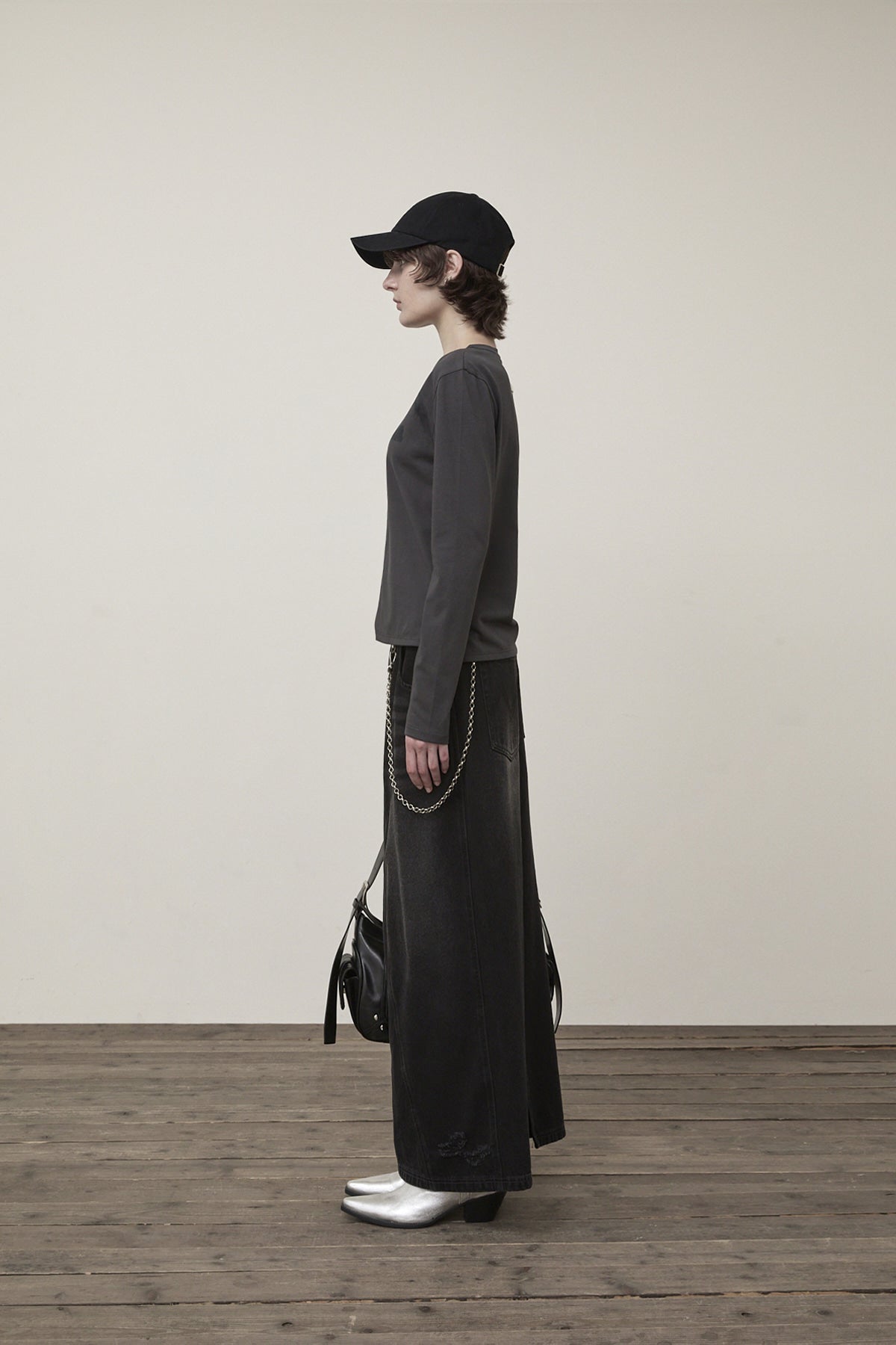 Matin Kim - Damage Point Long Denim Skirt (Black) product image 6 | TRAB K-Fashion Australia