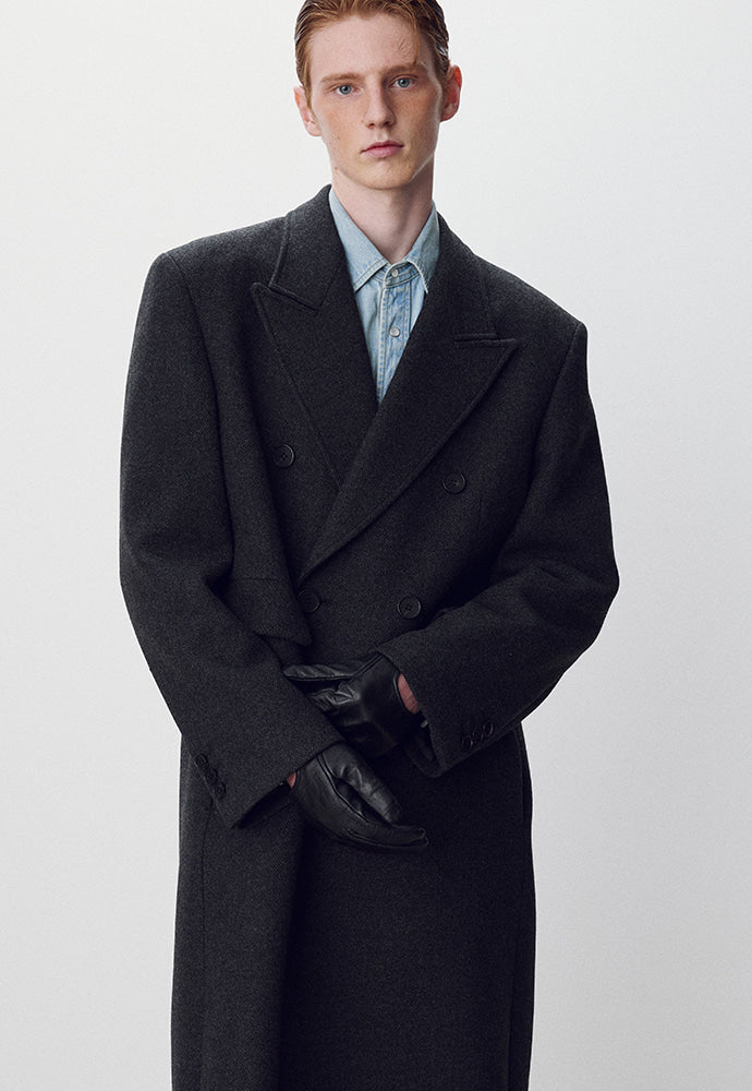 Tonywack - Herringbone Wool Double-Breasted Coat (Dark Herringbone) product image 6 | TRAB K-Fashion Australia