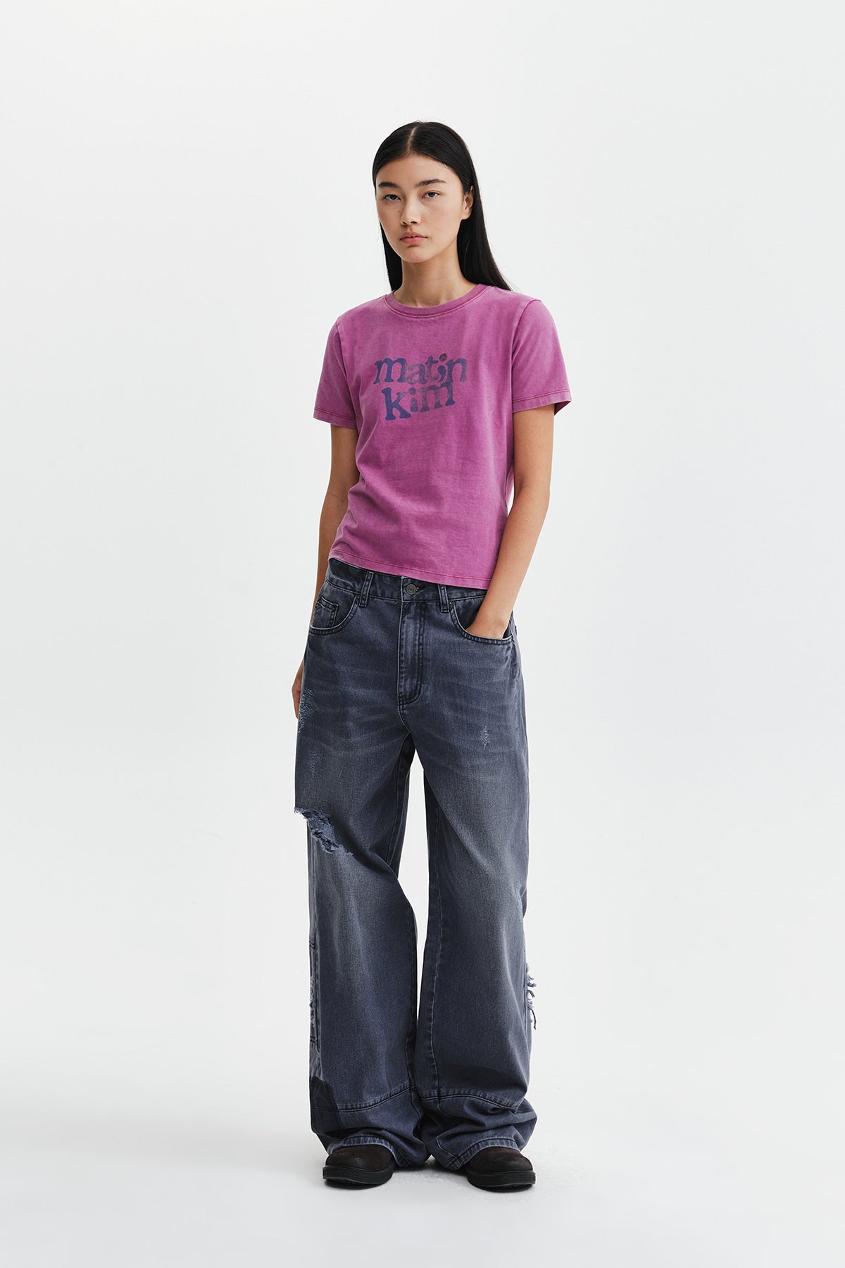 Matin Kim - Shadow Distressed Wide Denim Pants (Blue) product image 9 | TRAB K-Fashion Australia