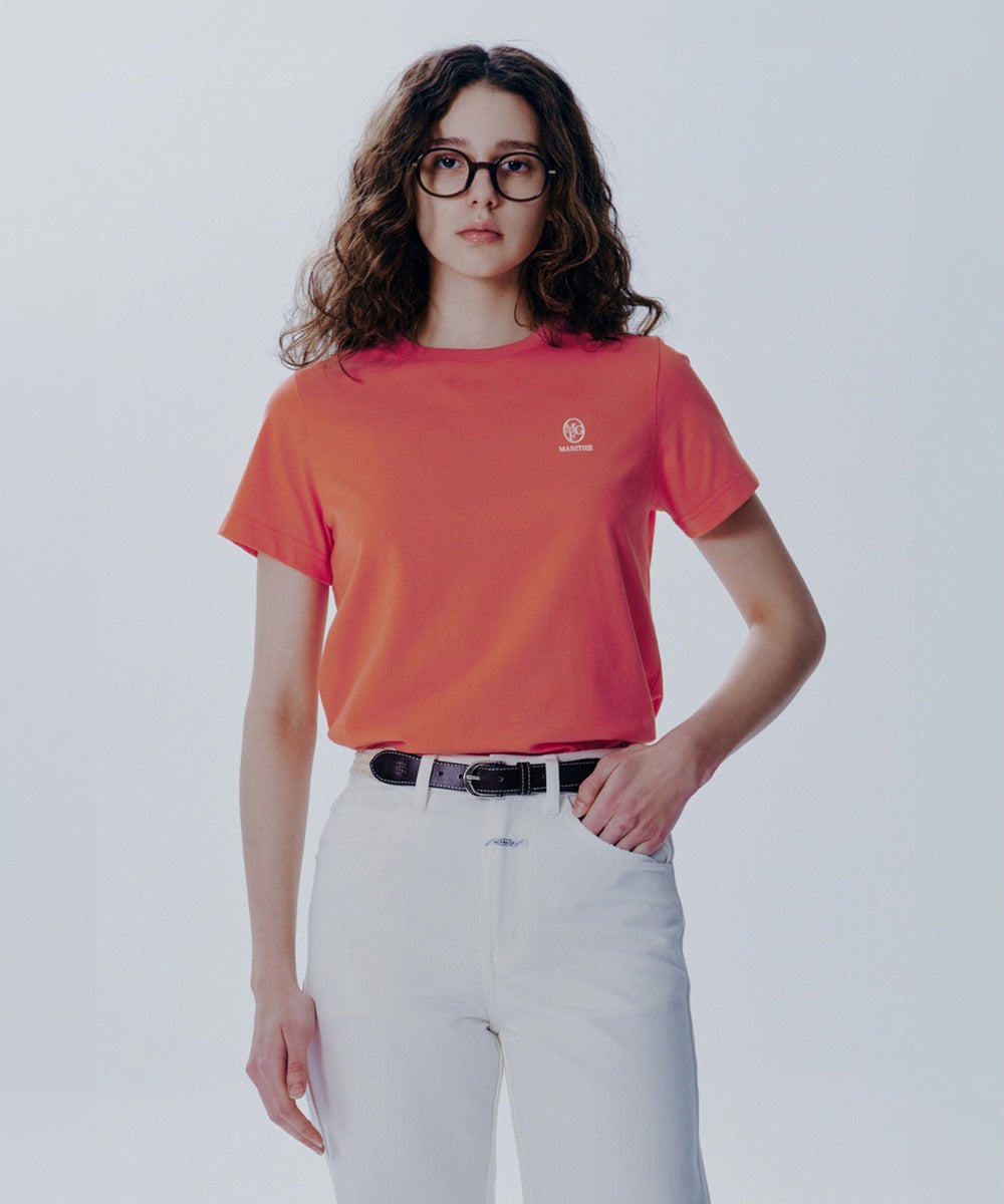 Marithe & Francois Girbaud - Embroidery Logo Tee (Coral Pink) product image 1 | TRAB K-Fashion Australia