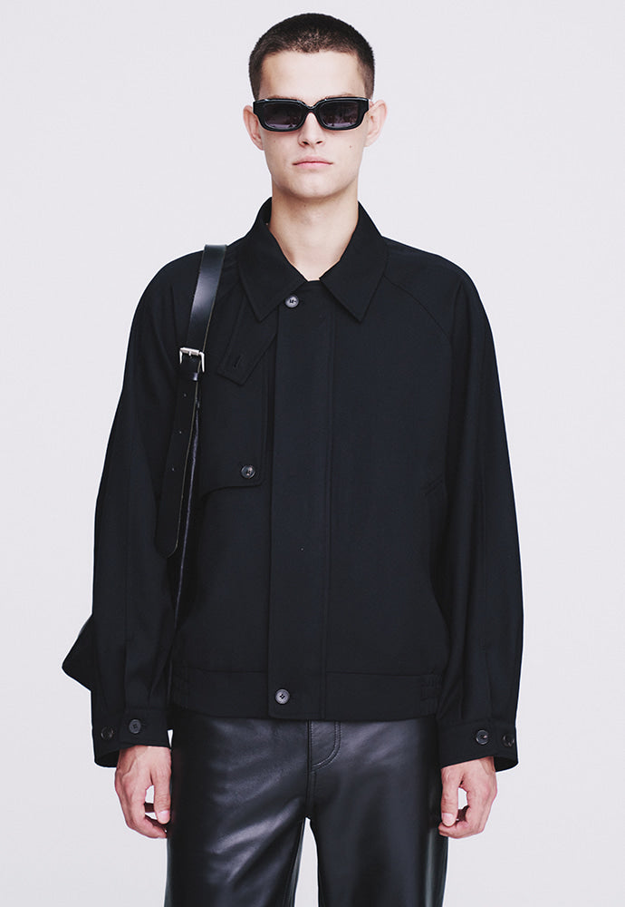 Tonywack - Hard Twist Wool Twill Gun Flap Blouson Jacket (Black) product image 5 | TRAB K-Fashion Australia