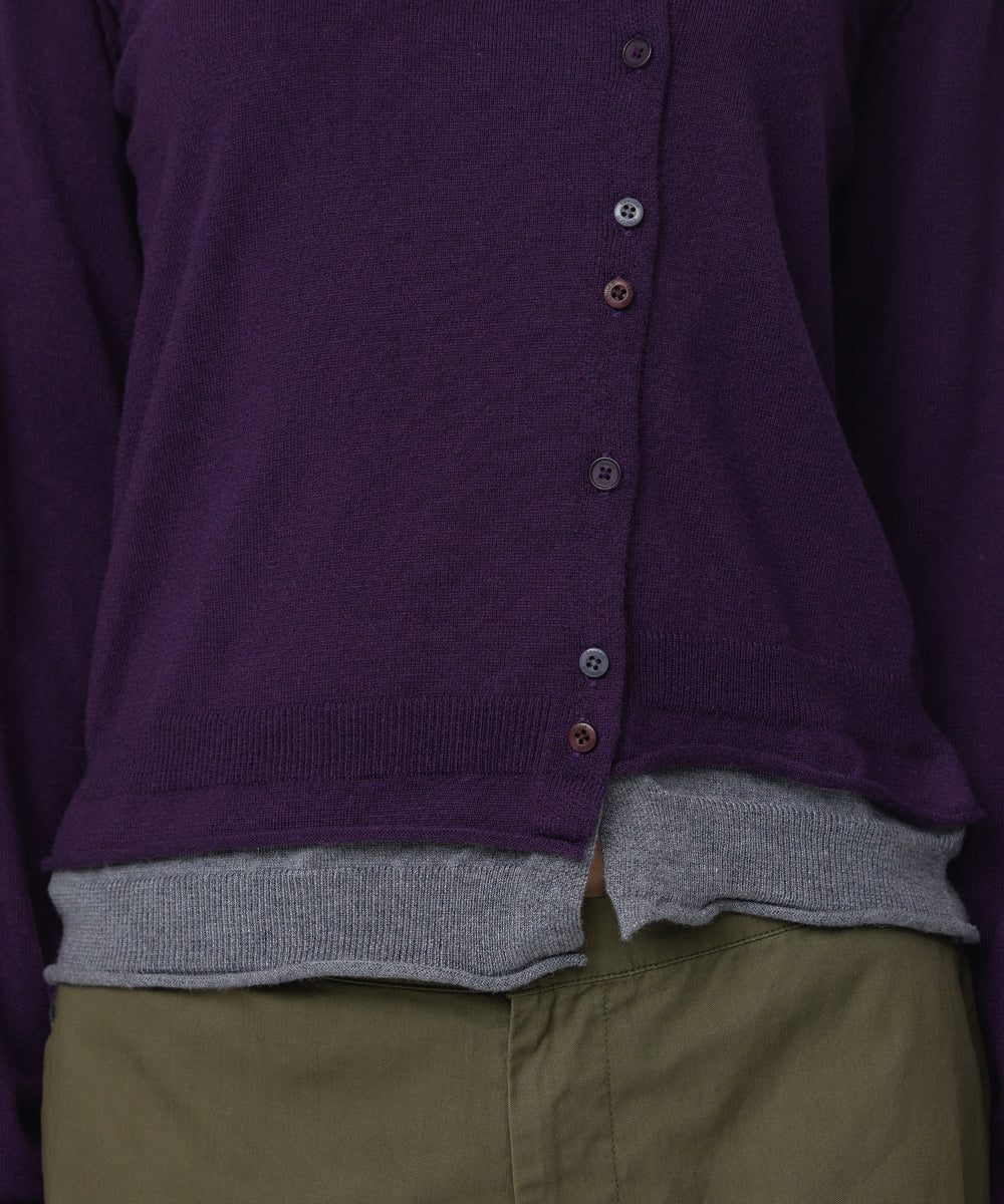 Coyseio - Round Collar Knit Cardigan (Purple) product image 5 | TRAB K-Fashion Australia