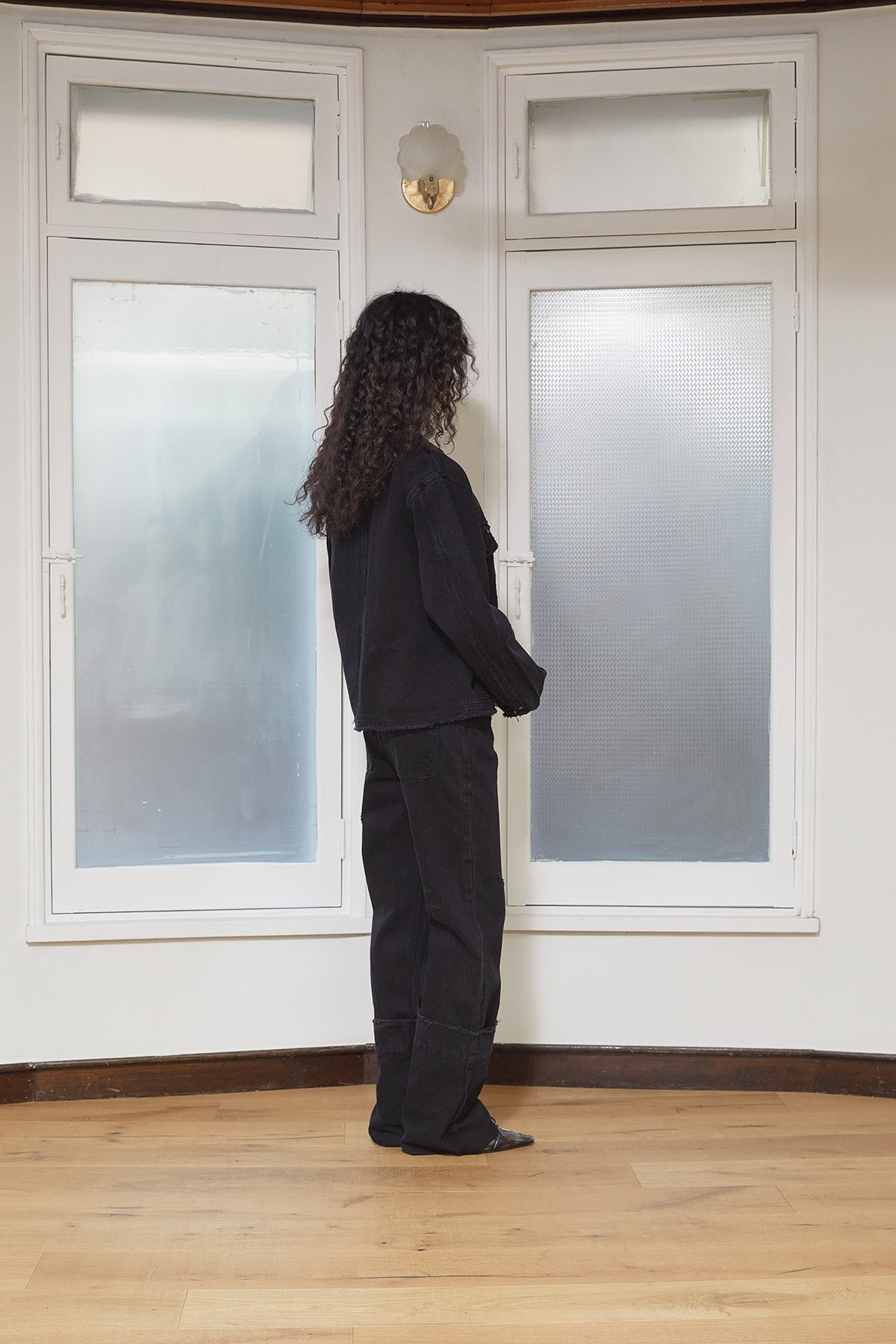 Matin Kim - Collarless Damage Denim Jacket (Black) product image 9 | TRAB K-Fashion Australia