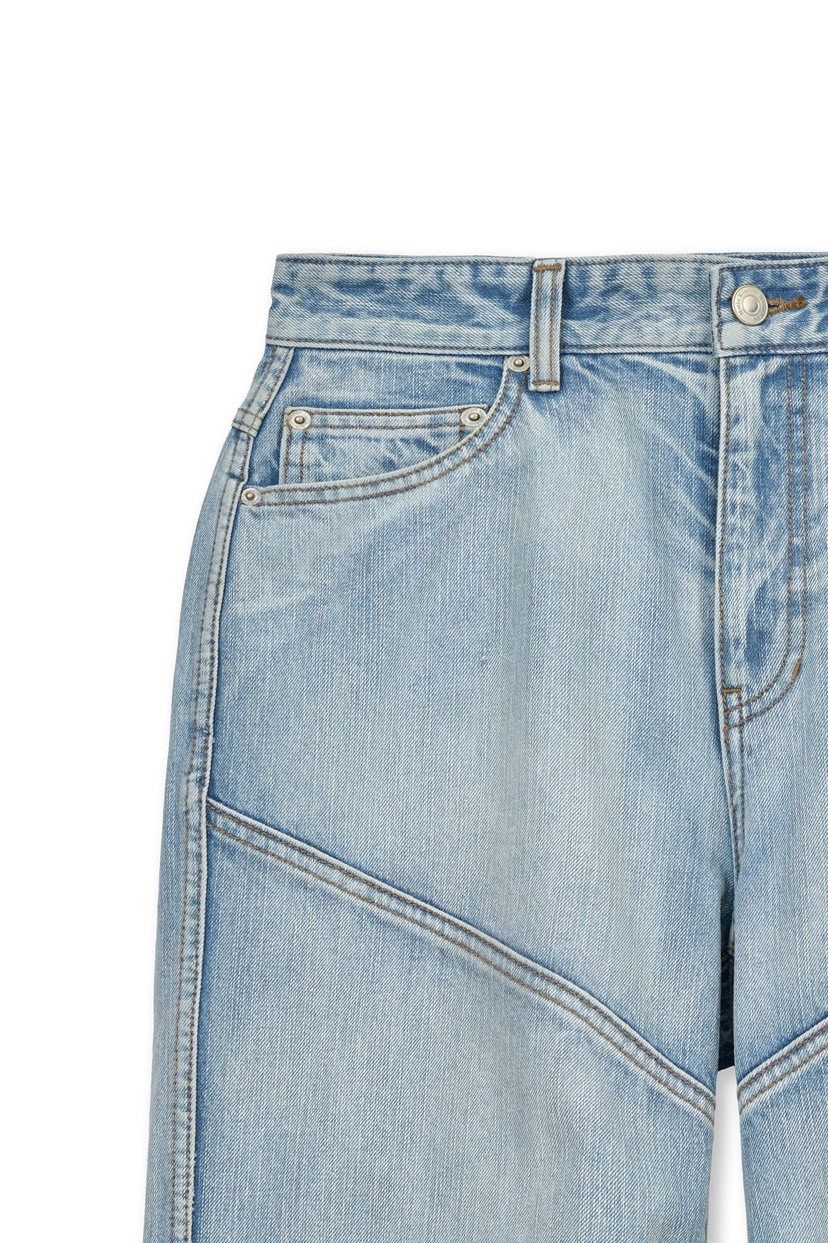 Matin Kim - Panel Semi Wide Denim Pants (Light Blue) product image 3 | TRAB K-Fashion Australia