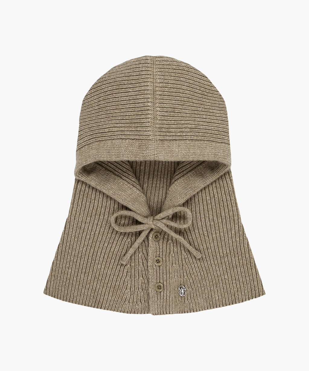 Marithe & Francois Girbaud - Circle Logo Cape Balaclava (Oatmeal) product image 1 | TRAB K-Fashion Australia