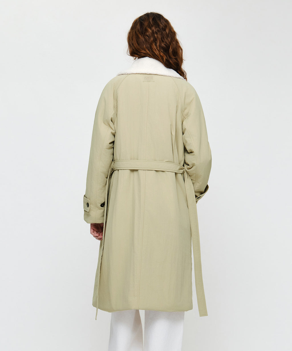 Marithe & Francois Girbaud - Waist Belt Long Padded Jacket (Beige) product image 4 | TRAB K-Fashion Australia