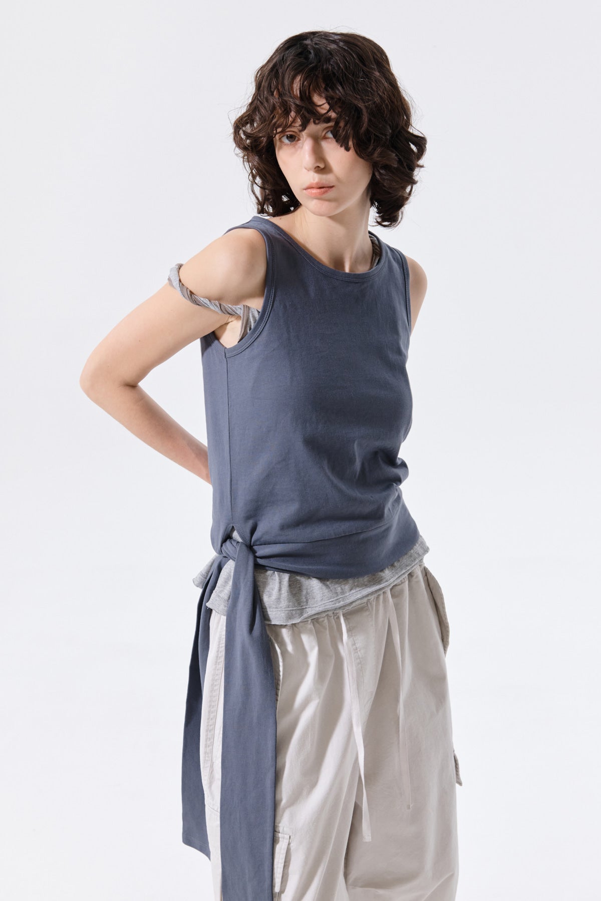Matin Kim - Hem Tie Detail Sleeveless Top (Charcoal) product image 12 | TRAB K-Fashion Australia