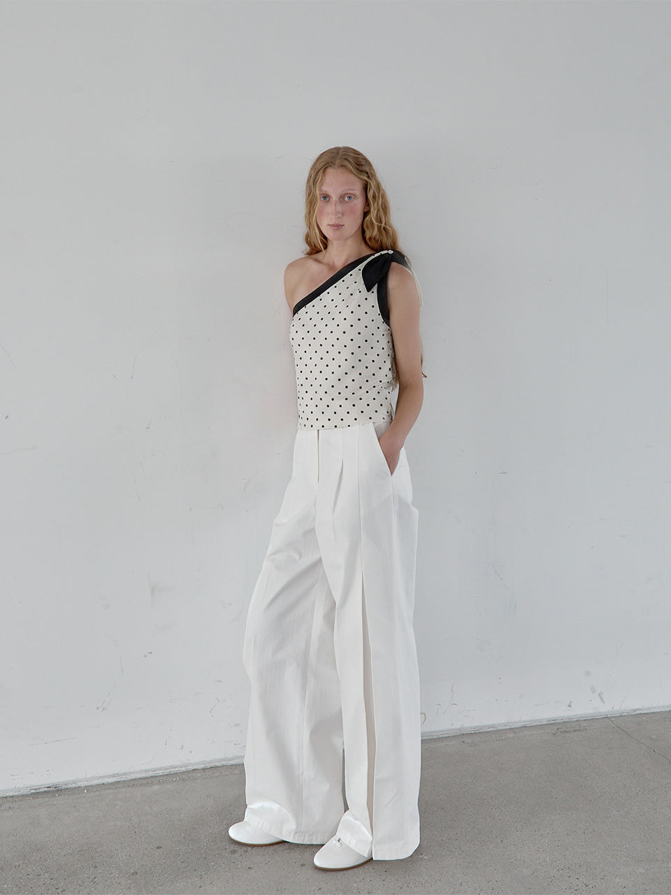 Kijun - [Ships 18 June] Polka Dot Scarf Top (Ivory) product image 4 | TRAB K-Fashion Australia
