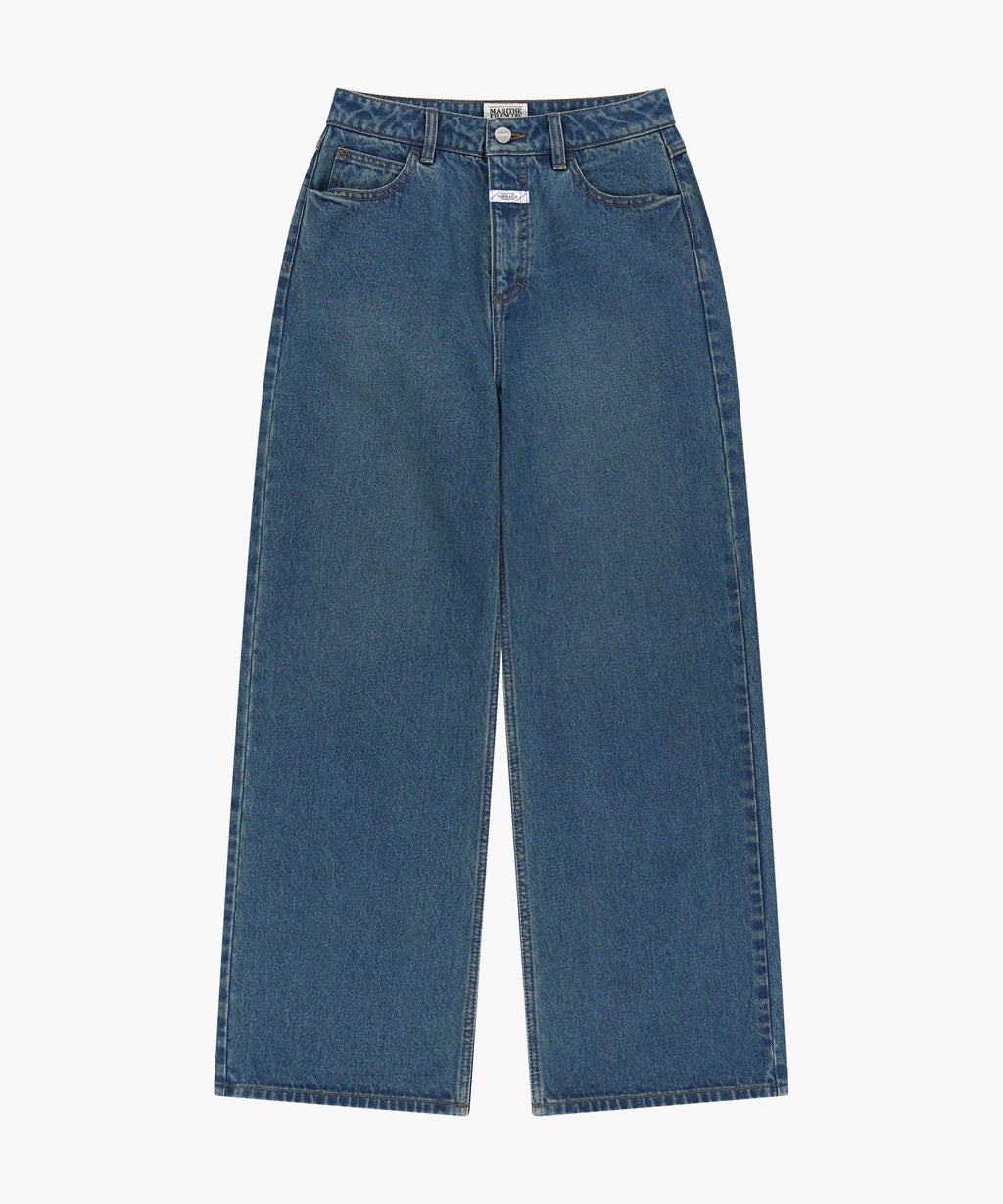 Marithe & Francois Girbaud - [Pre-order – Ships 7 Oct] Semi-wide Denim Pants (Dark Blue) product image 6 | TRAB K-Fashion Australia