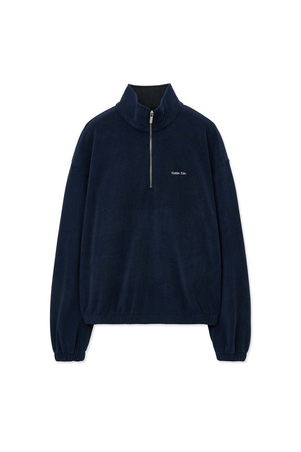Matin Kim - Sherpa Fleece Half Zip Up Top (Navy) product image 1 | TRAB K-Fashion Australia