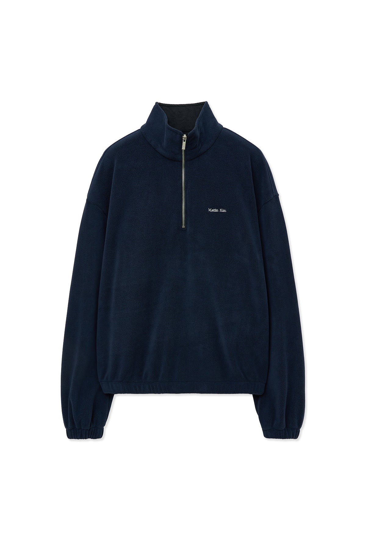 Matin Kim - Sherpa Fleece Half Zip Up Top (Navy) product image 1 | TRAB K-Fashion Australia