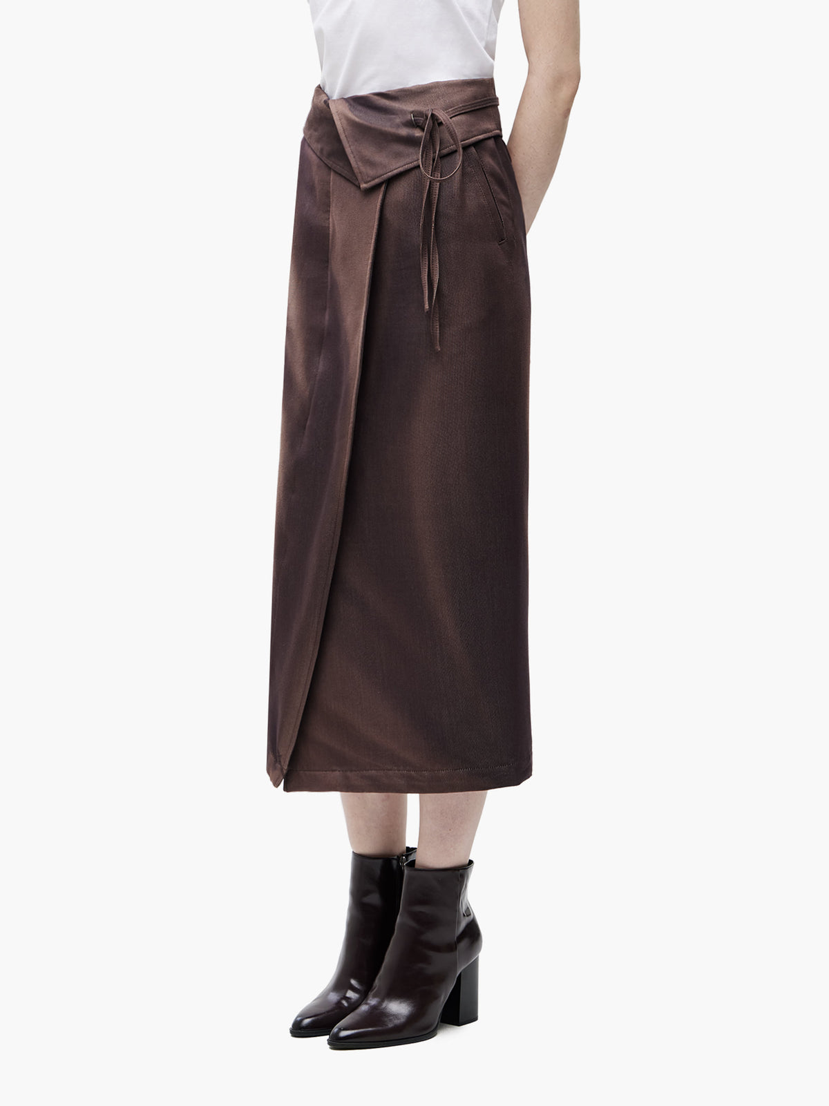 Jiyong Kim - Sun-Bleached Folded Wrap Skirt (Brown) product image 3 | TRAB K-Fashion Australia