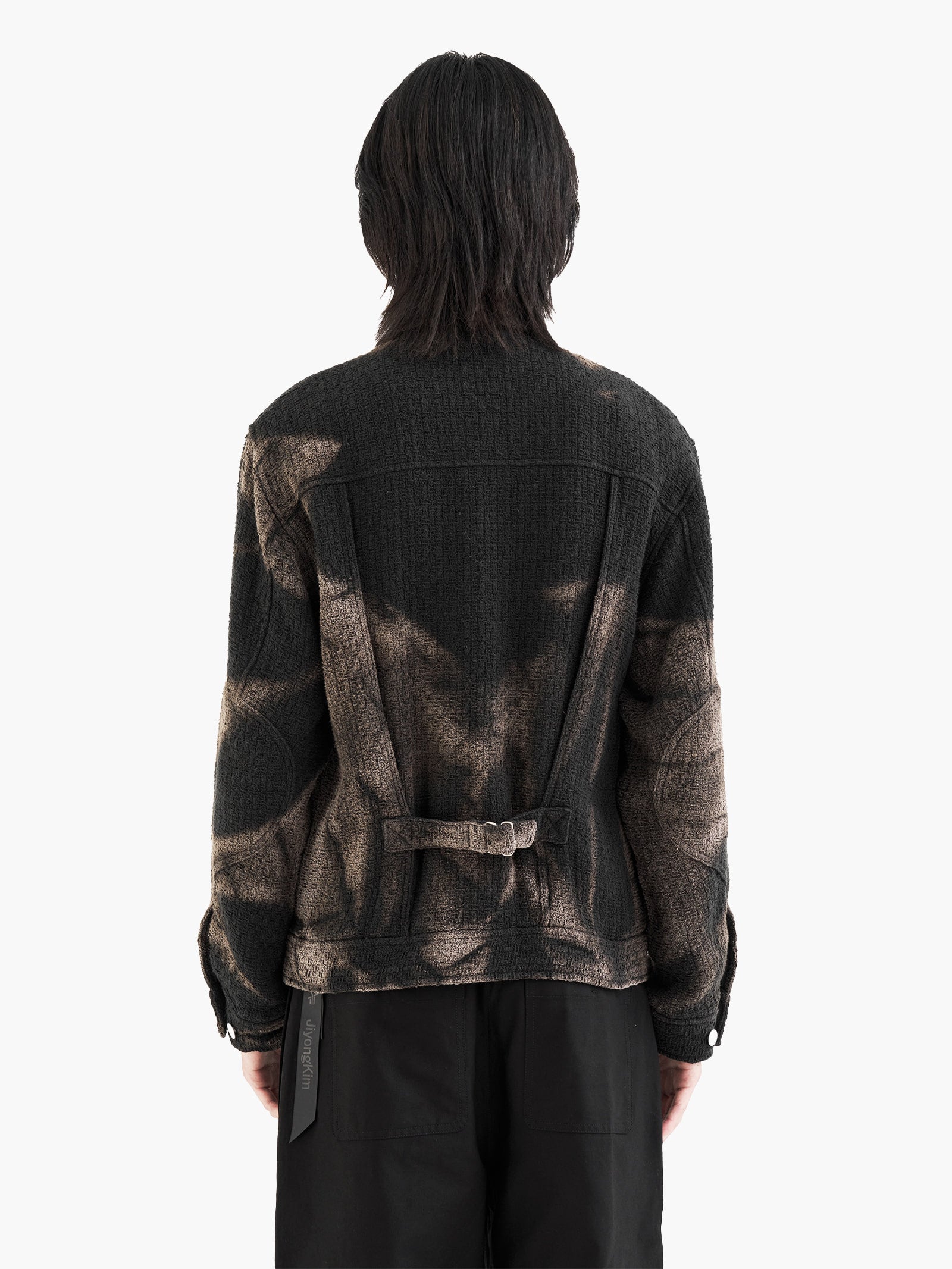 Jiyong Kim - Sun-Bleached Tweed Trucker Jacket (Black) product image 8 | TRAB K-Fashion Australia