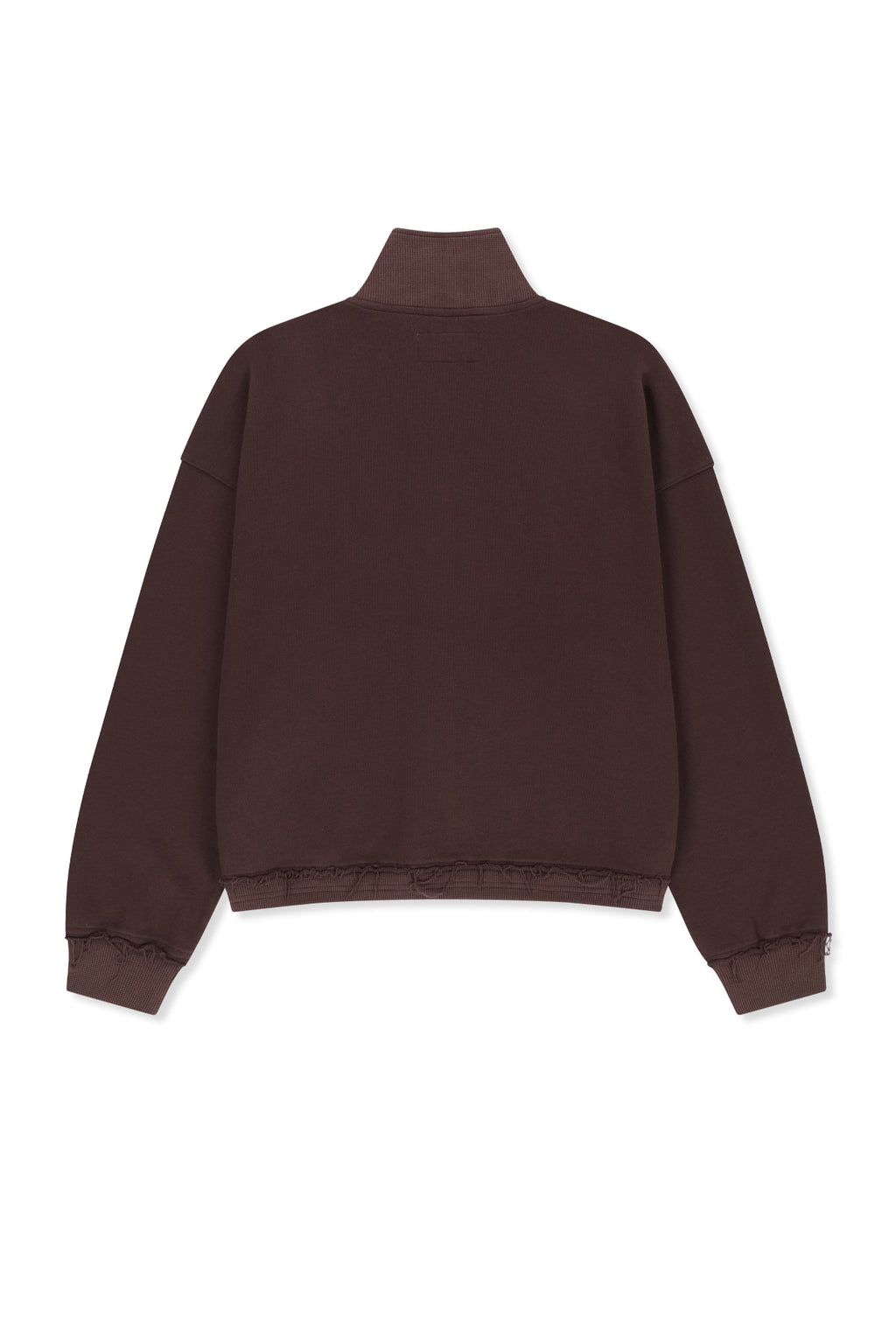 Matin Kim - [Pre-Order – Ships August 24] Mixed Waffle Applique Logo Zip Up (Brown) product image 2 | TRAB K-Fashion Australia