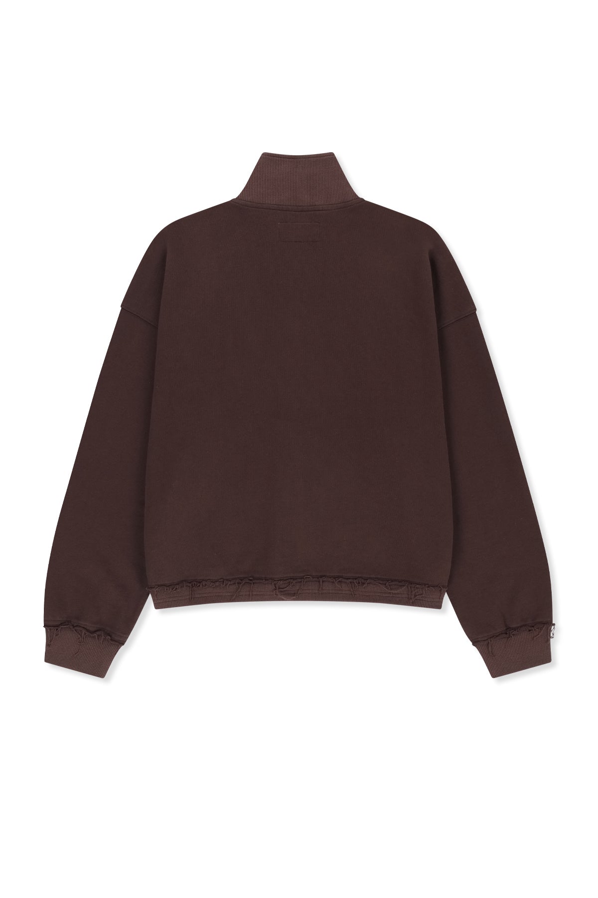 Matin Kim - [Pre-Order – Ships August 24] Mixed Waffle Applique Logo Zip Up (Brown) product image 2 | TRAB K-Fashion Australia