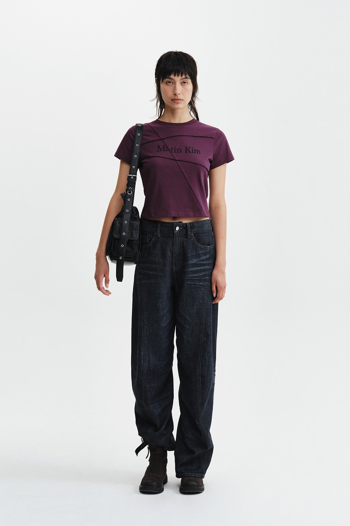 Matin Kim - Twisted Volume Coated Denim Pants (Dark Navy) product image 8 | TRAB K-Fashion Australia