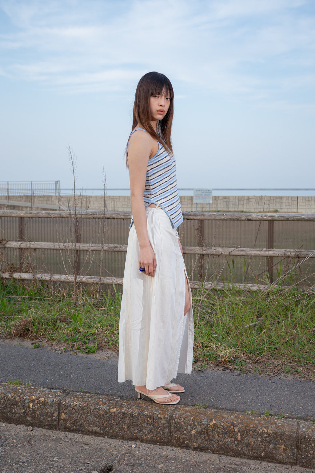 Matin Kim - Multi Stripe Sleeveless Knit Top (Blue) product image 7 | TRAB K-Fashion Australia