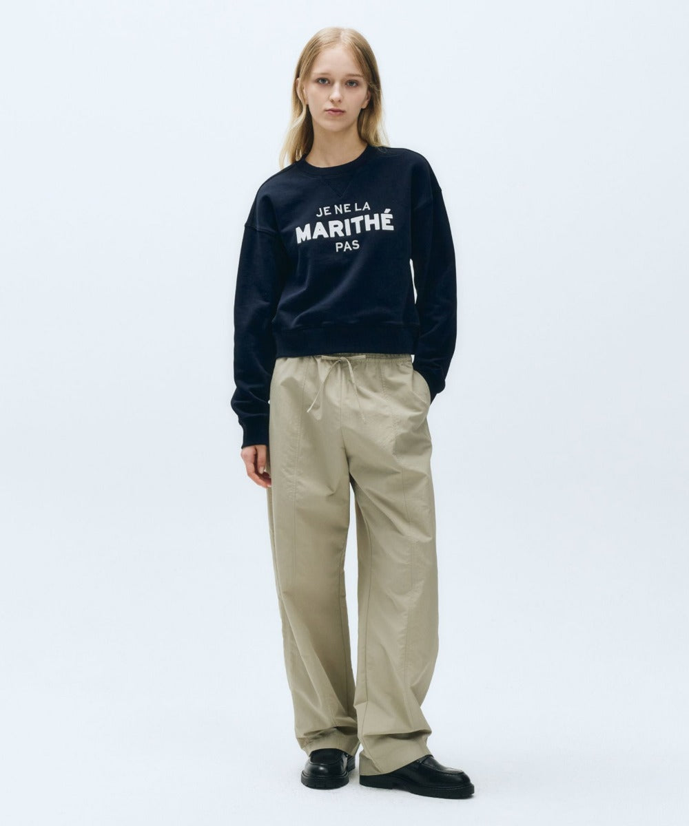 Marithe & Francois Girbaud - Barrel Fit Nylon Banding Pants (Beige) product image 1 | TRAB K-Fashion Australia