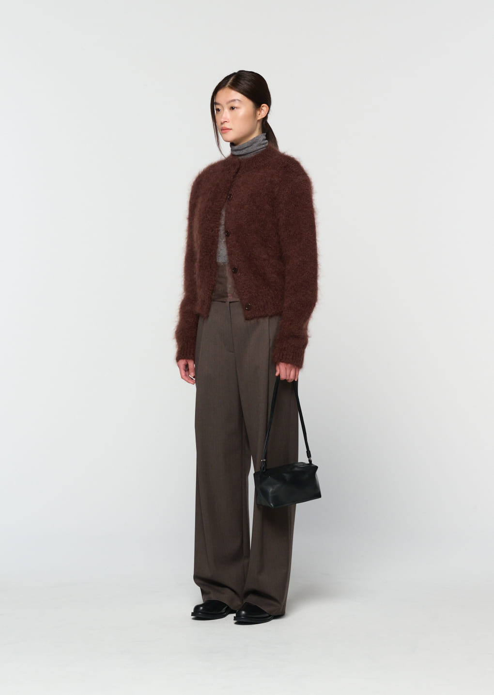 Amomento - mohair bulky cardigan (Brown) product image 3 | TRAB K-Fashion Australia