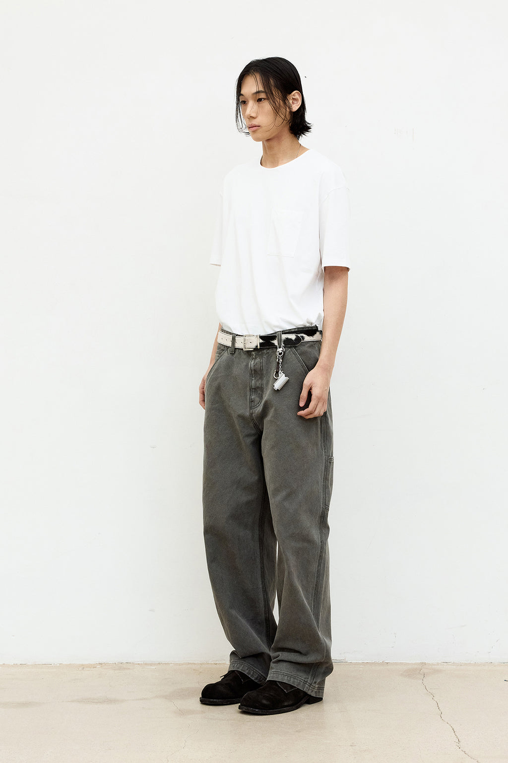 Coor - Supima Cotton Semi-Overfit U-Neck T-Shirt (White) product image 3 | TRAB K-Fashion Australia
