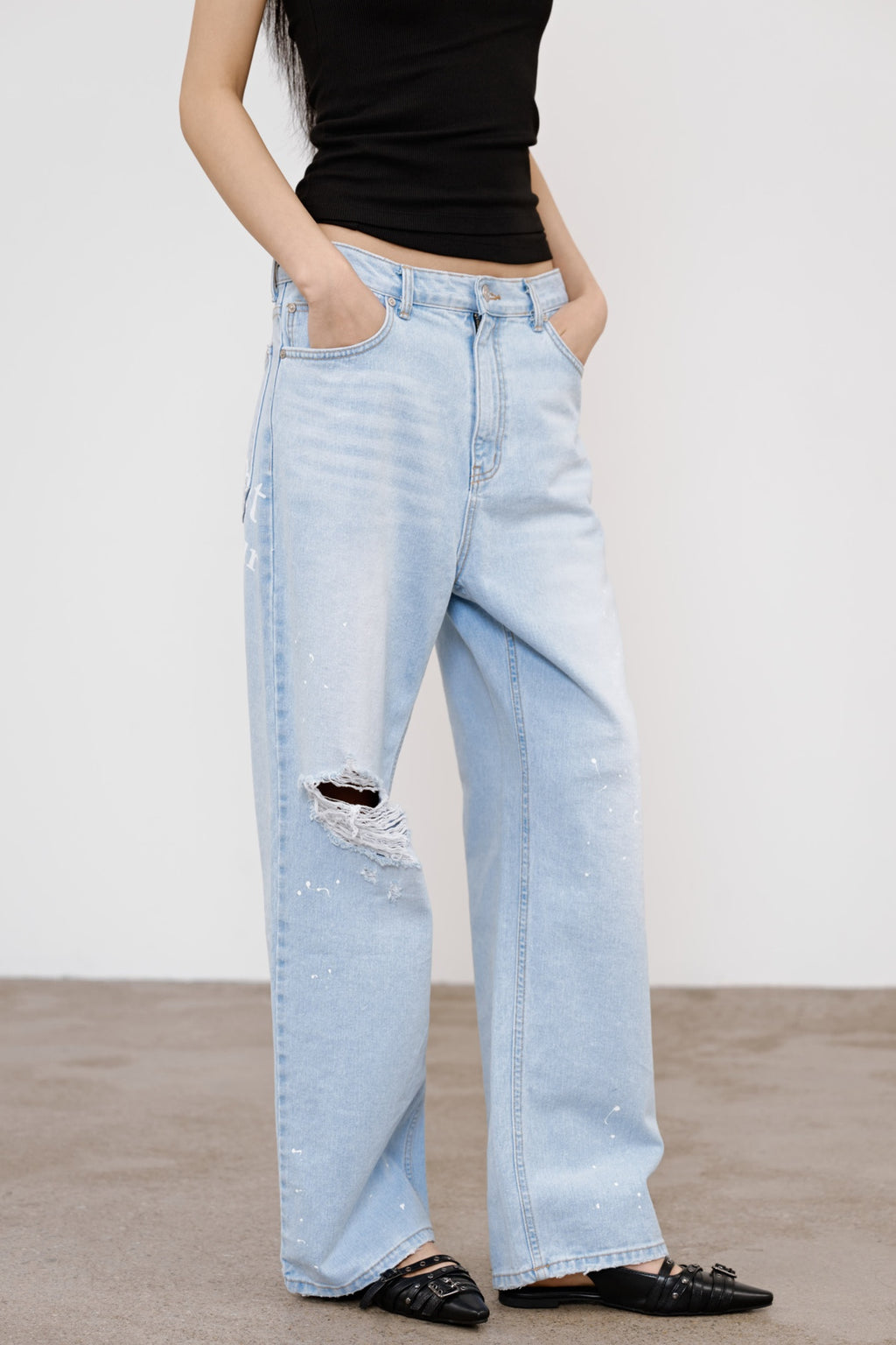 Deinet - Painted Logo Point Jeans (Light Blue) product image 9 | TRAB K-Fashion Australia
