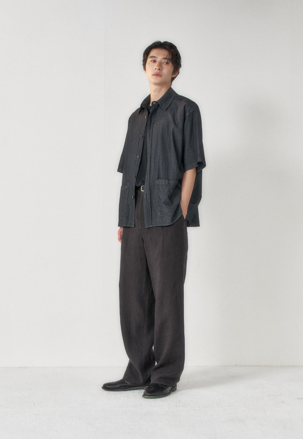Art if acts - Garment Dyed Two Pocket Half Shirt (Faded Black) product image 4 | TRAB K-Fashion Australia