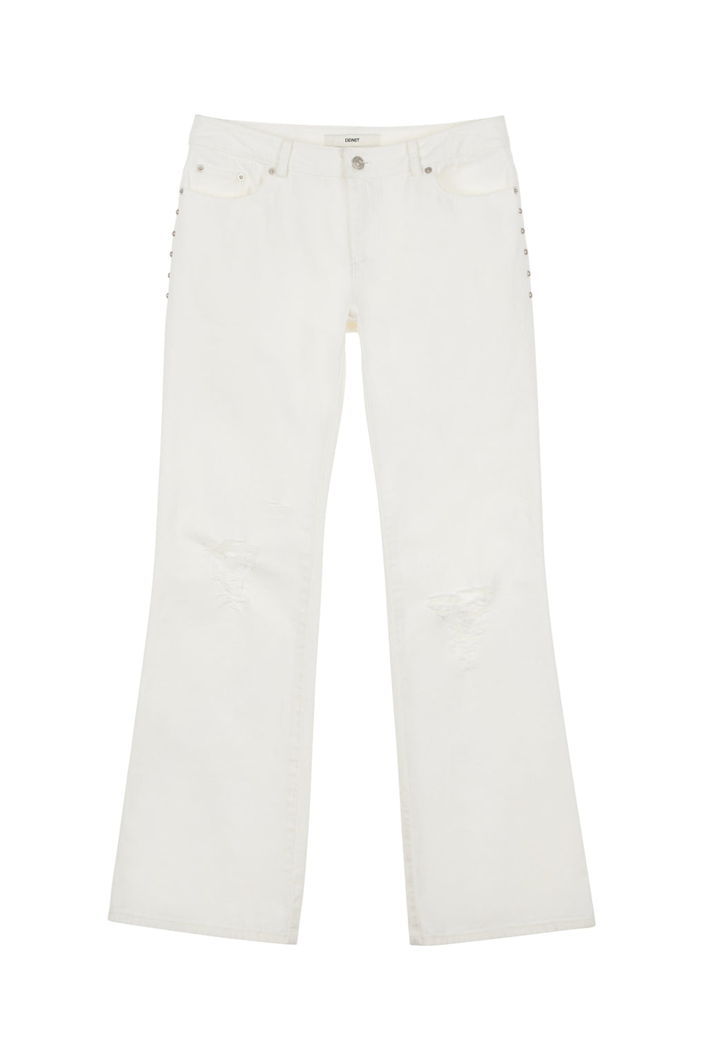 Deinet - Stud Line Damege Boots Cut Denim (White) product image 1 | TRAB K-Fashion Australia