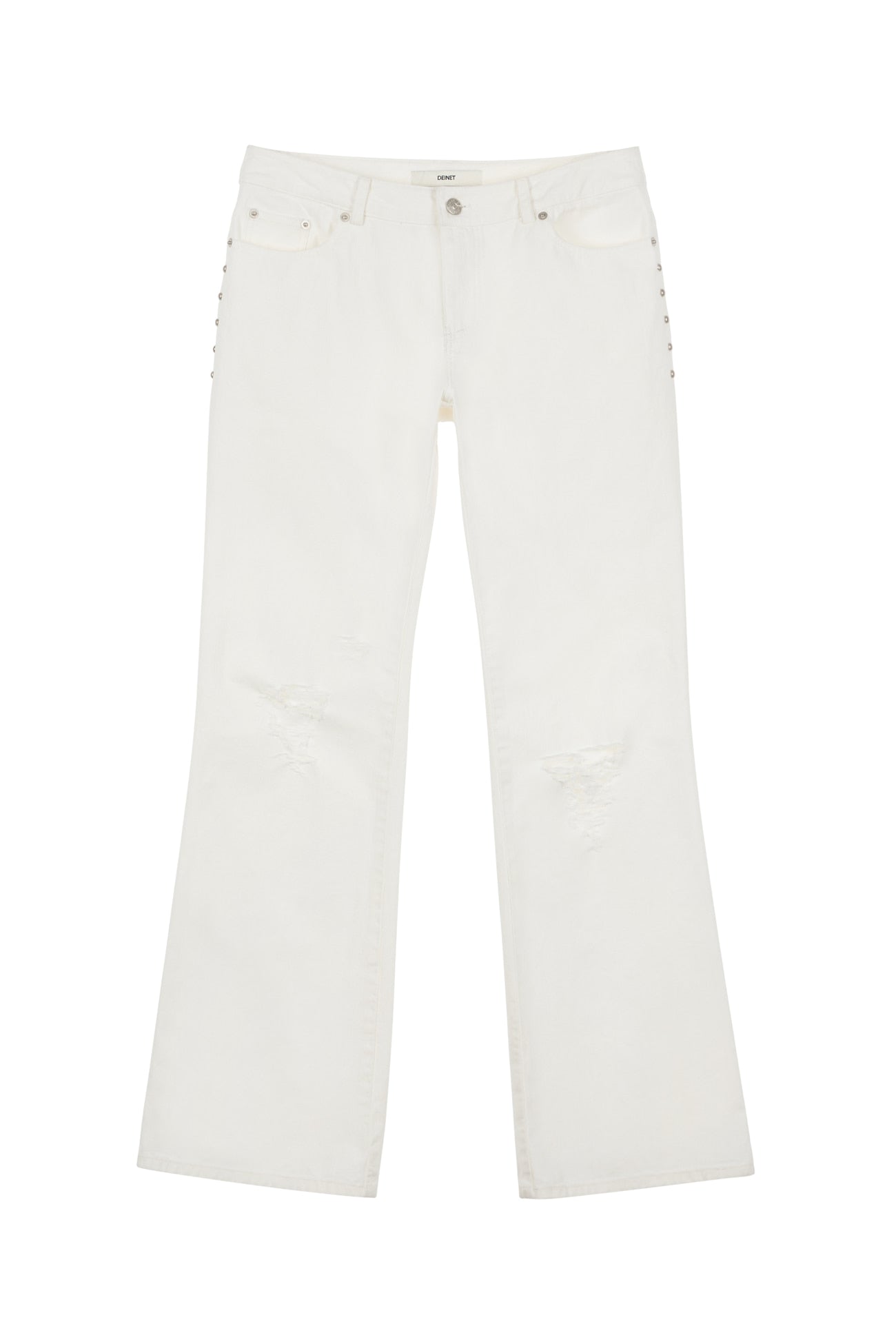 Deinet - Stud Line Damege Boots Cut Denim (White) product image 1 | TRAB K-Fashion Australia