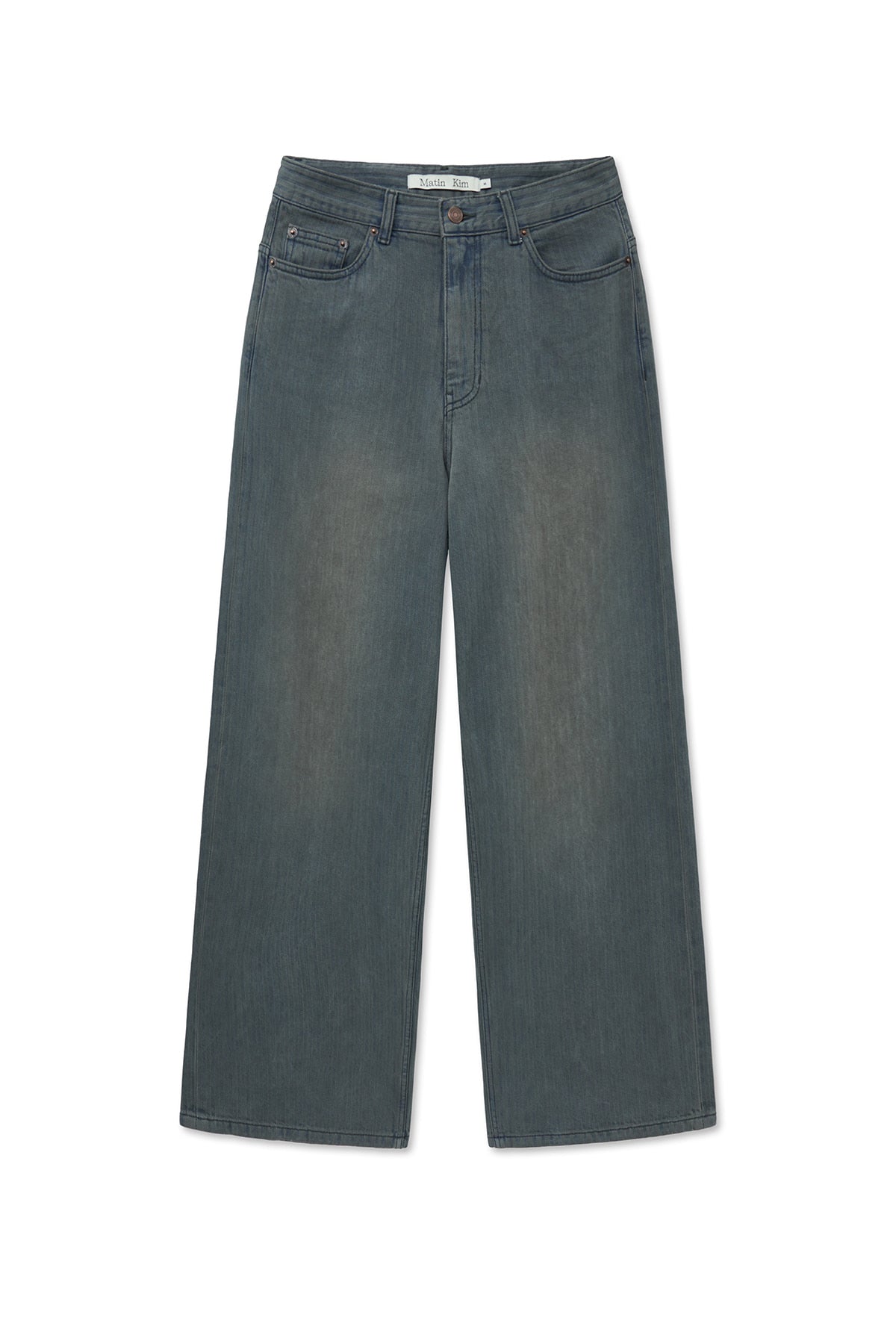 Matin Kim - Herringbone Wide Denim Pants (Smoke Blue) product image 2 | TRAB K-Fashion Australia