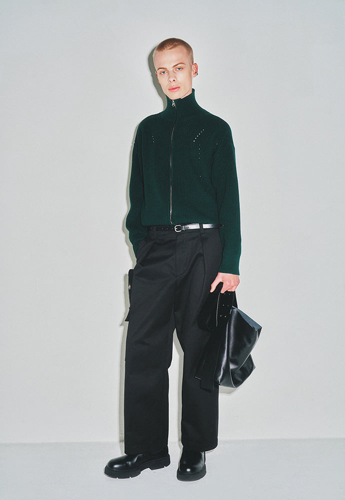 Tonywack - Italian Cotton Hard Twist Zip-Up Knit (Dark Green) product image 3 | TRAB K-Fashion Australia