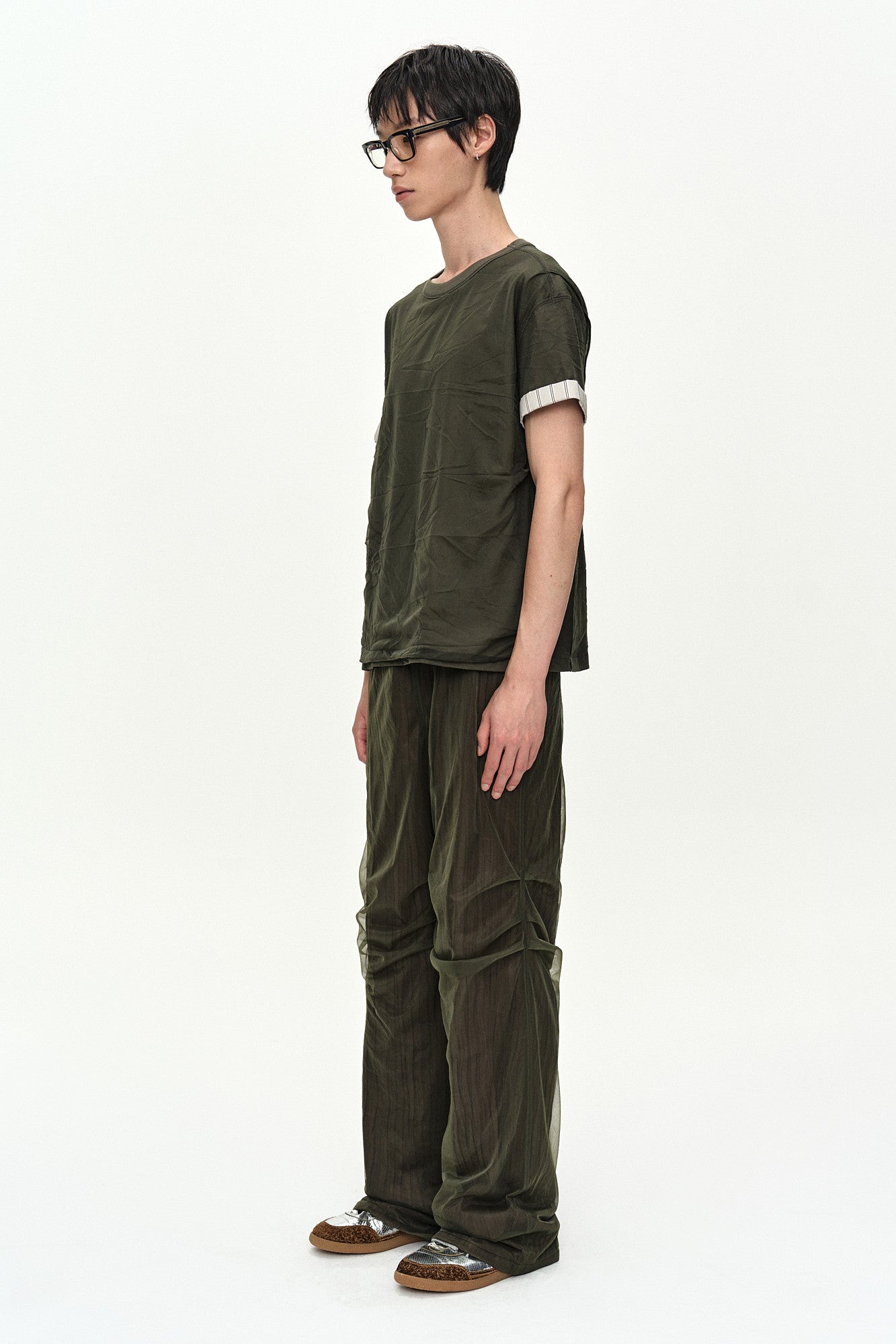 Andersson Bell - Overlay Roll-Up Cuffs T-Shirt (Khaki) product image 2 | TRAB K-Fashion Australia