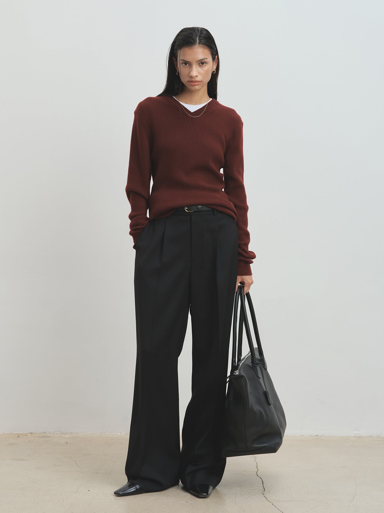 Tonywack - Wool Twill Wide-Leg Pleated Trousers (Black) product image 4 | TRAB K-Fashion Australia