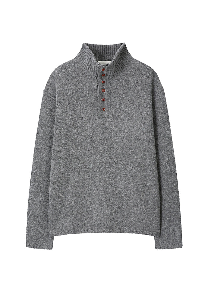 Art if acts - Alpaca Blended Button Down Turtle Neck Knit (Stone) product image 6 | TRAB K-Fashion Australia