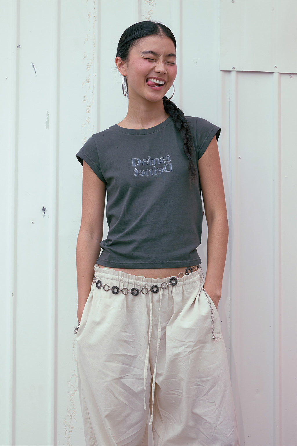 Deinet - Brushed Stitch Point Petit T-Shirt (Charcoal) product image 8 | TRAB K-Fashion Australia